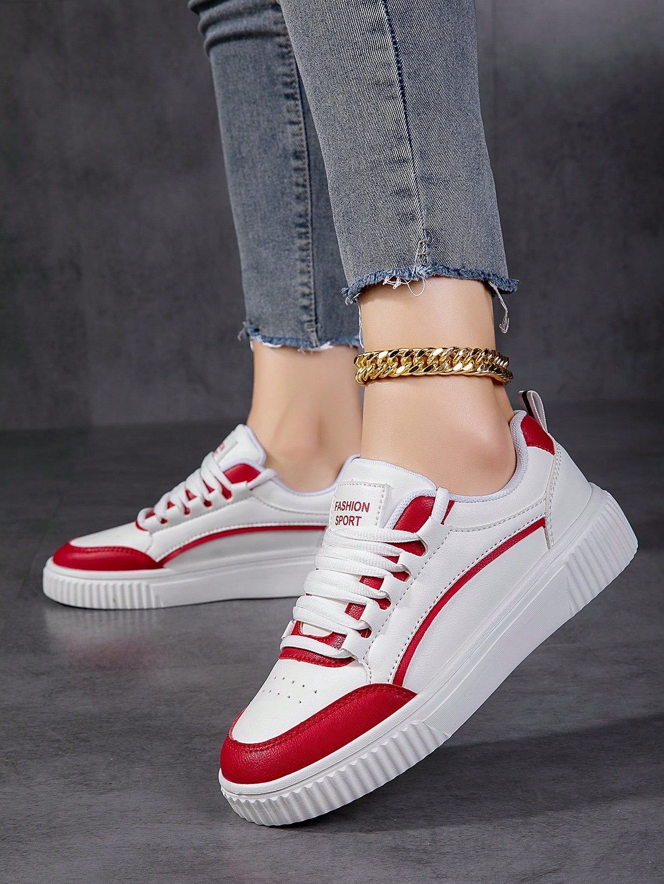 In Red and White Women Shoes