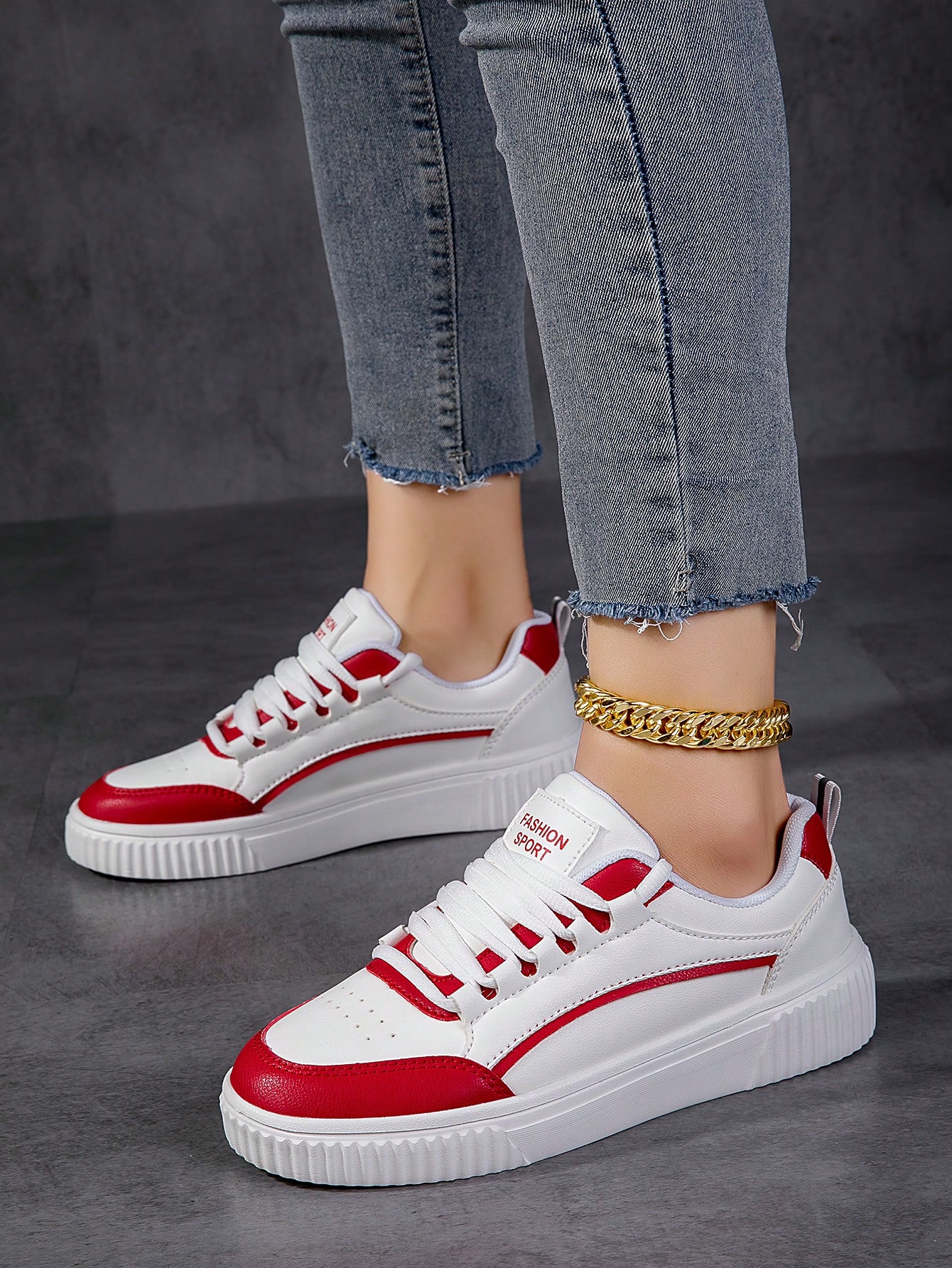 In Red and White Women Shoes