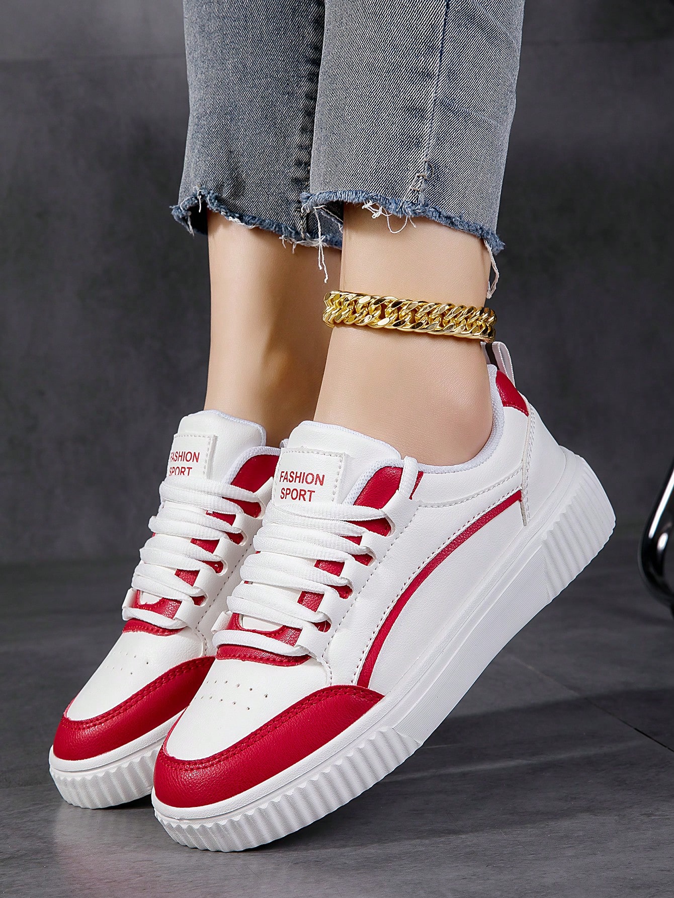 In Red and White Women Shoes