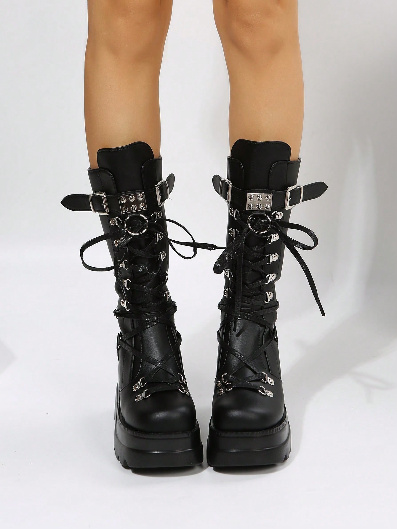 In Black Women Mid-Calf Boots