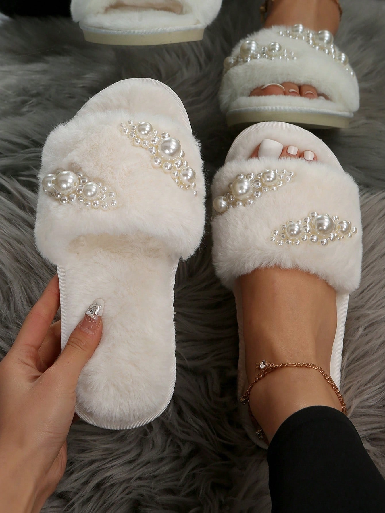 In Beige Women Home Slippers