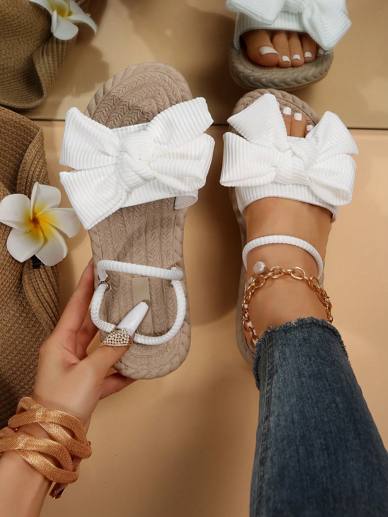 In White Women Flat Sandals