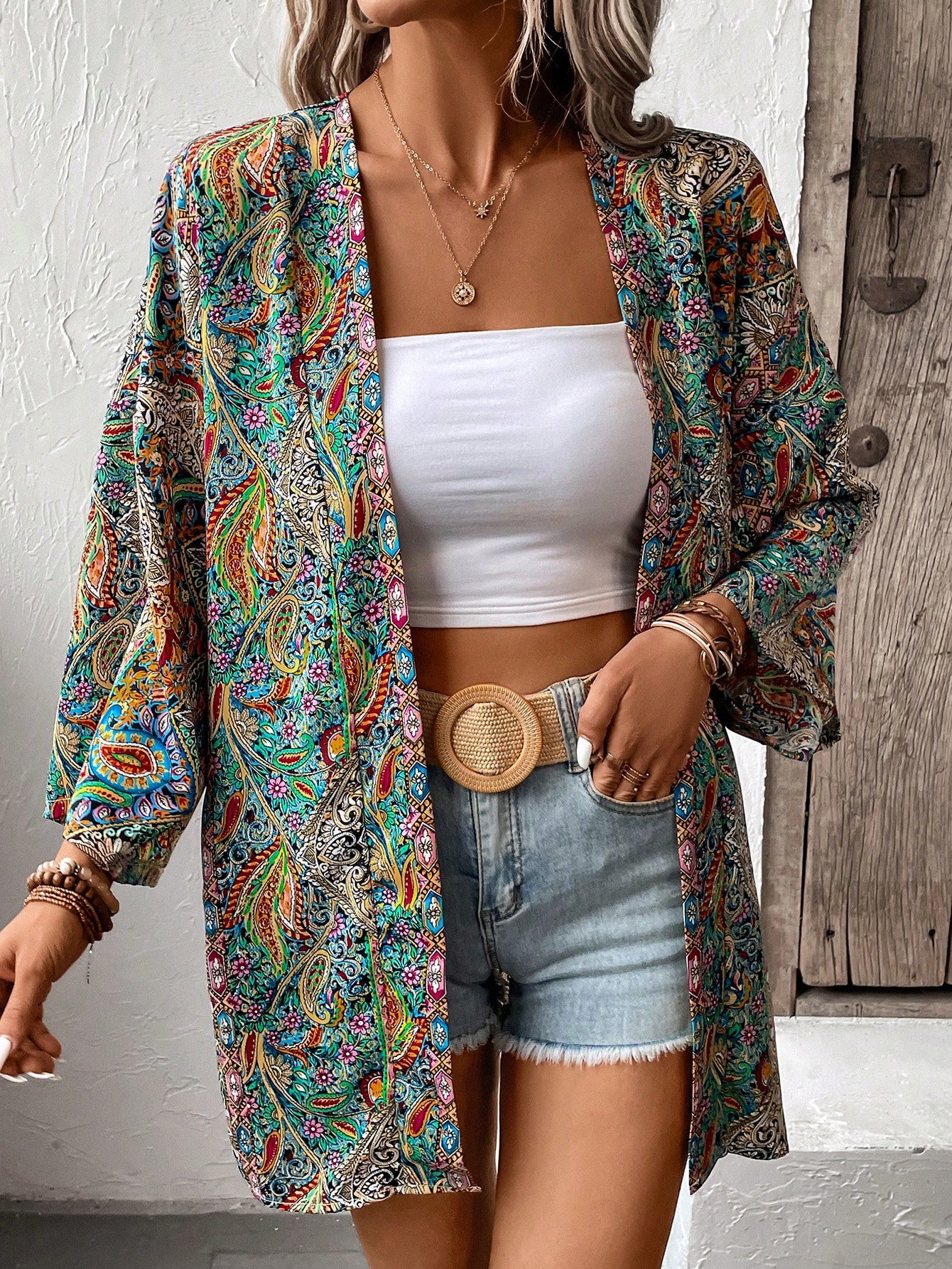 In Long Sleeve Plus Size Kimonos