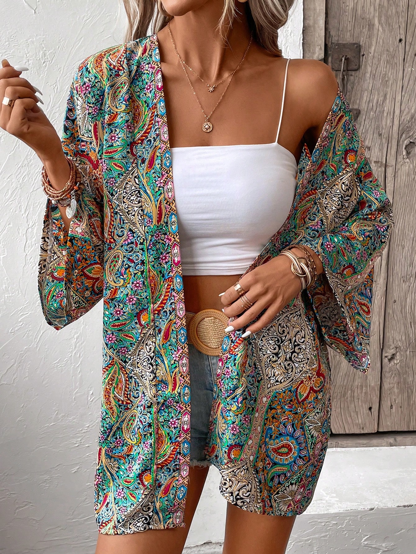 In Long Sleeve Plus Size Kimonos