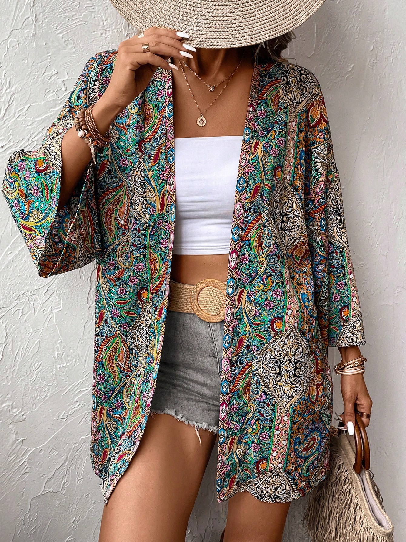 In Long Sleeve Plus Size Kimonos