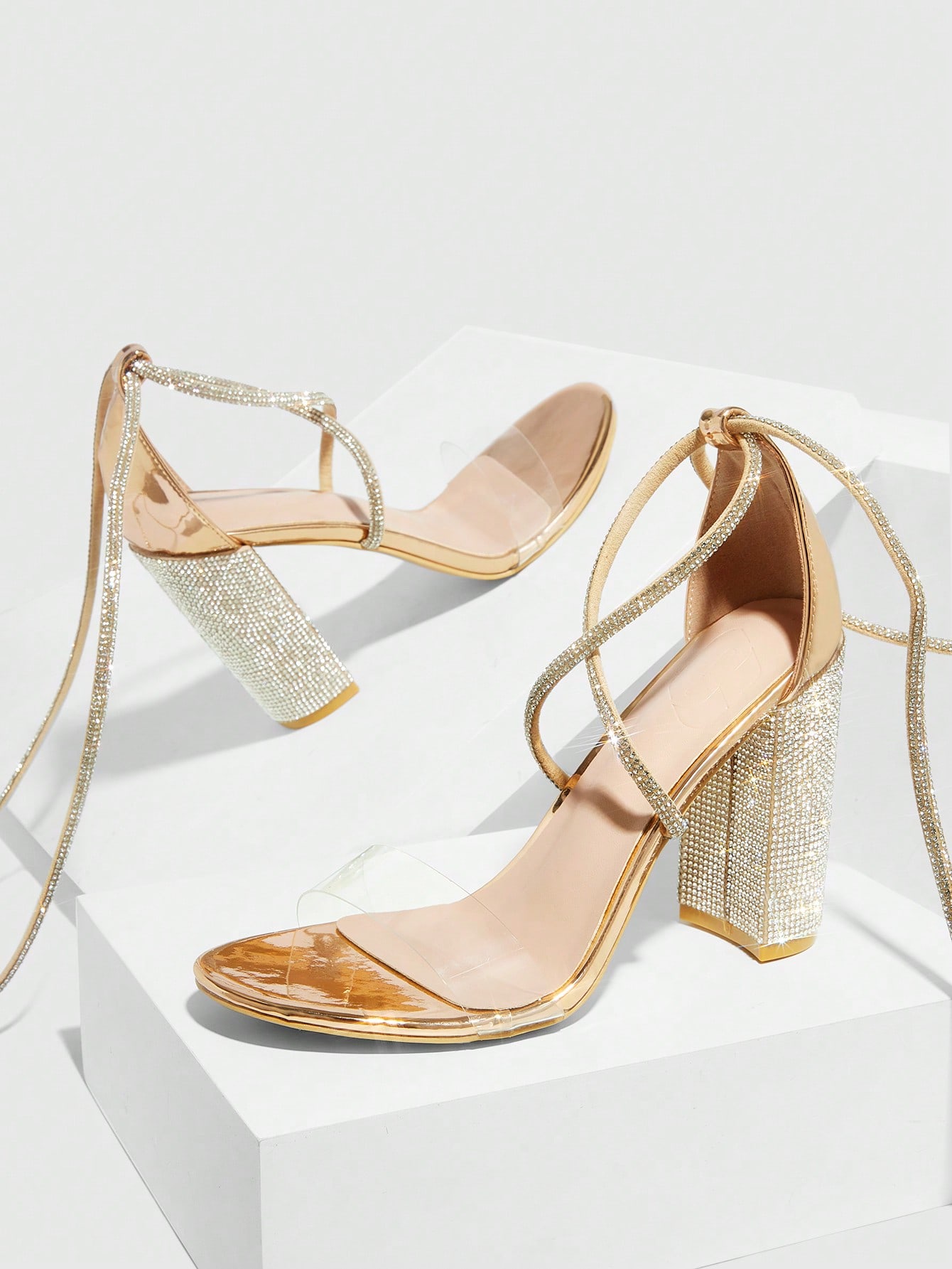 In Rose Gold Women Heeled Sandals