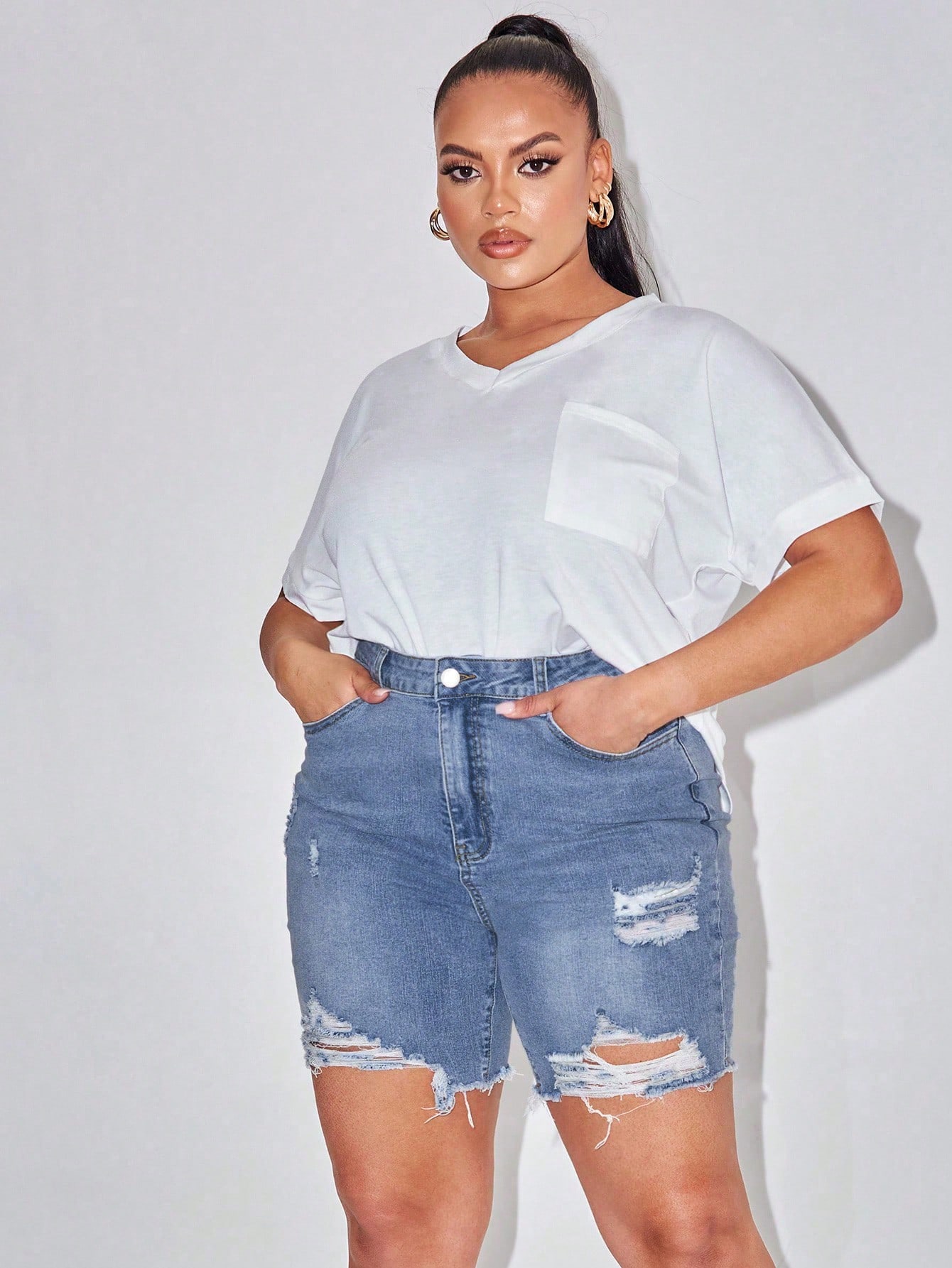 Plus Size Denim Shorts