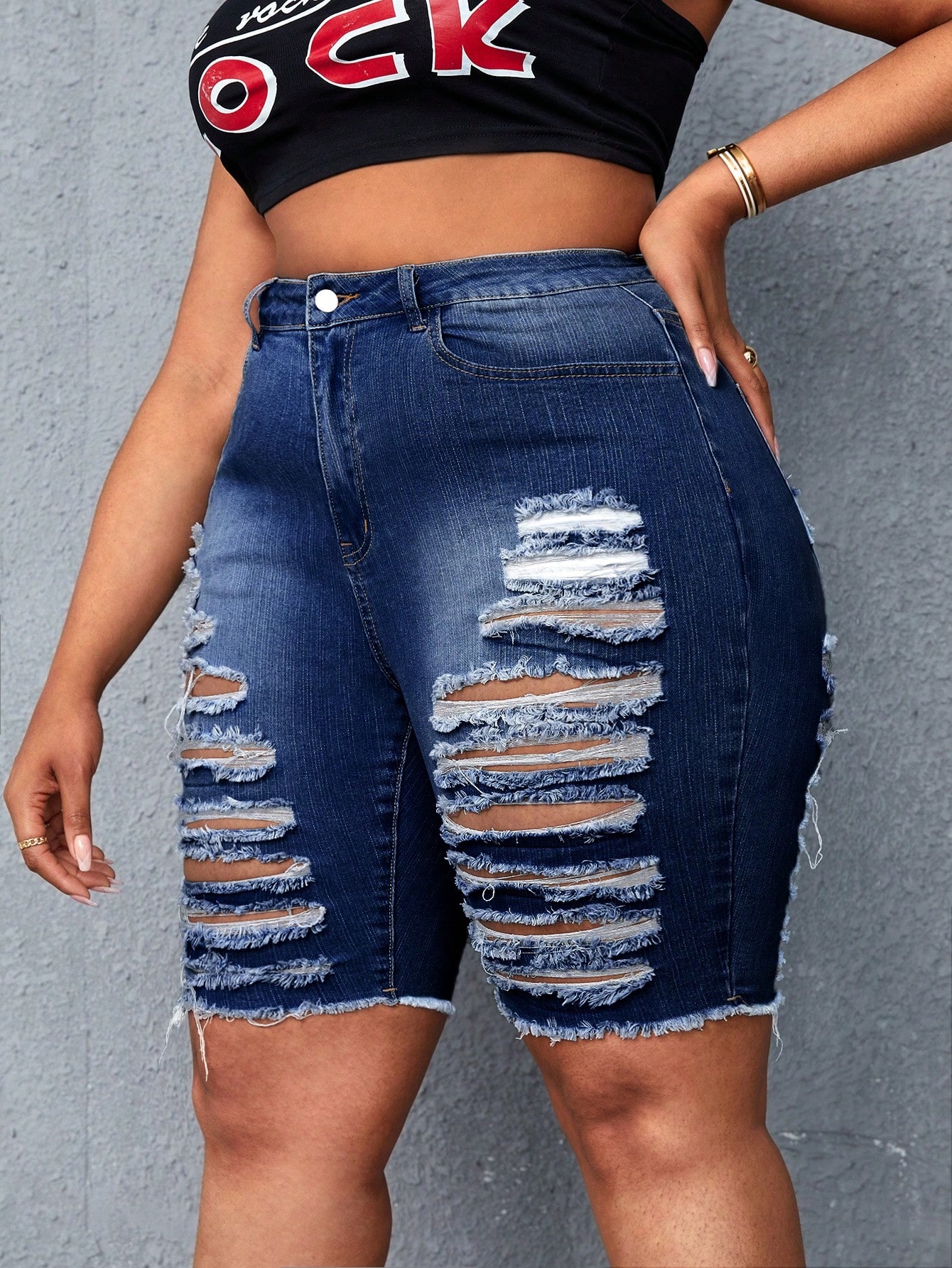 Plus Size Denim Shorts