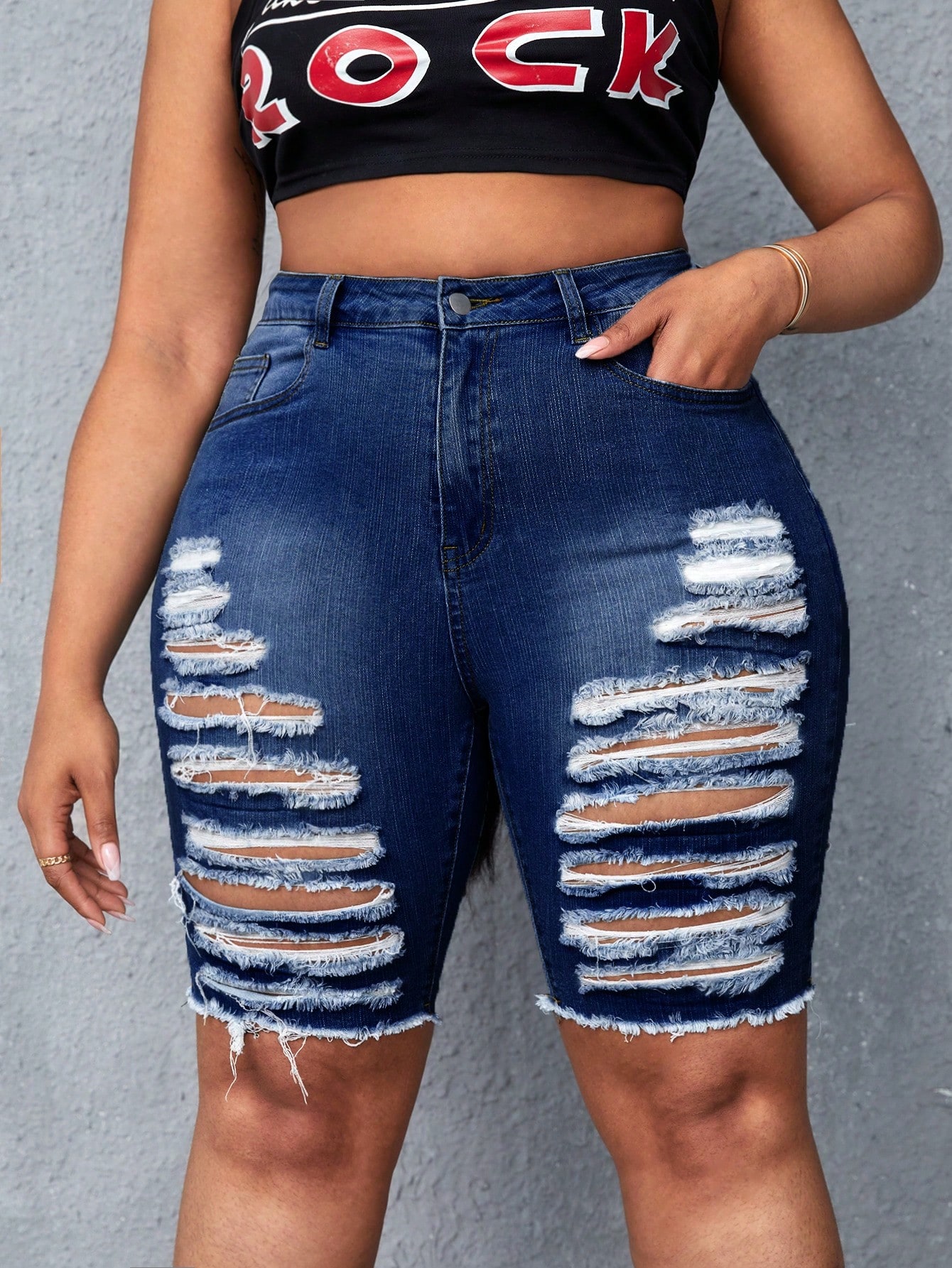 Plus Size Denim Shorts