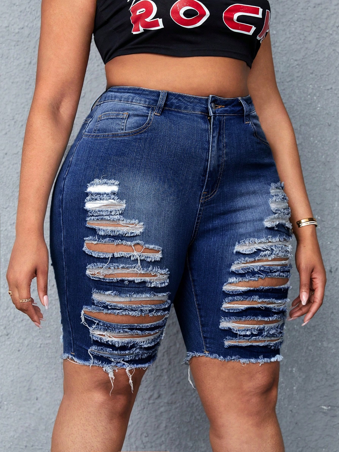 Plus Size Denim Shorts