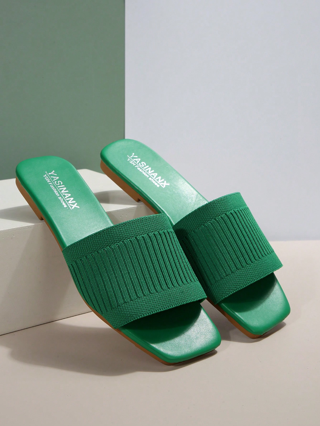 In Green Women Flat Sandals