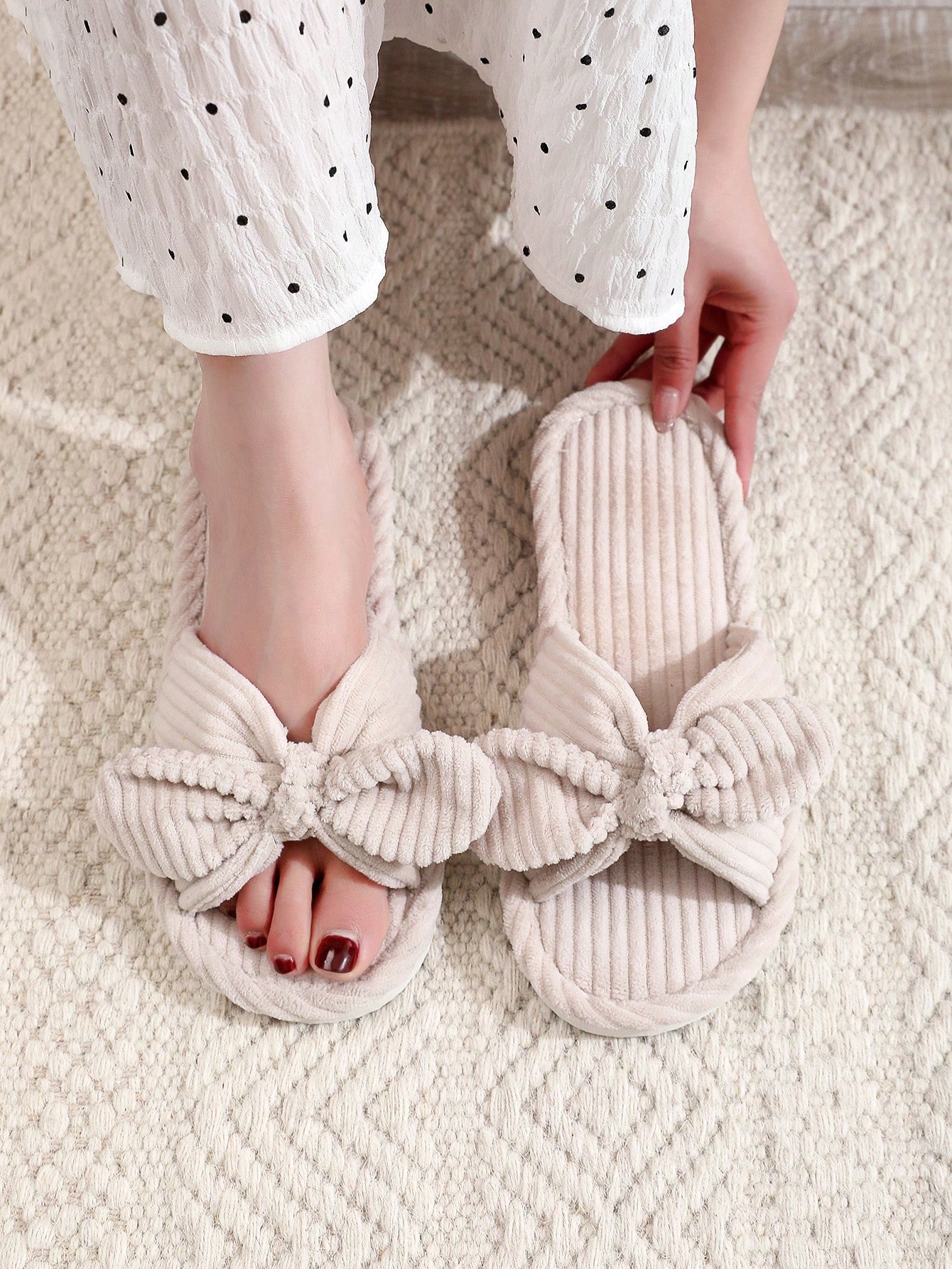 In Beige Women Home Slippers