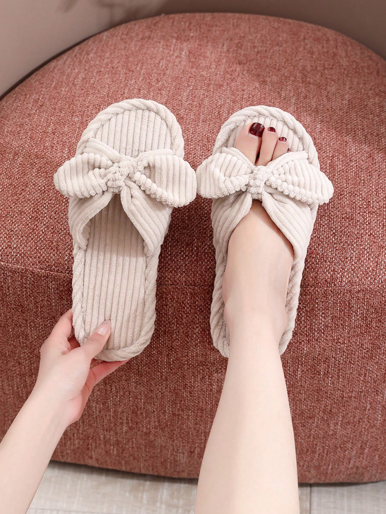 In Beige Women Home Slippers