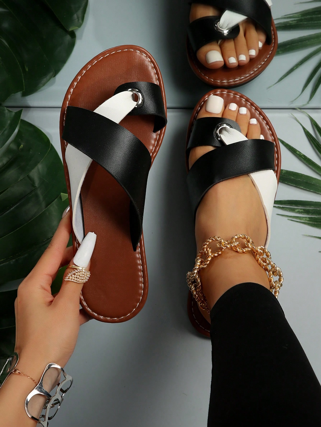 In Black and White Women Sandals