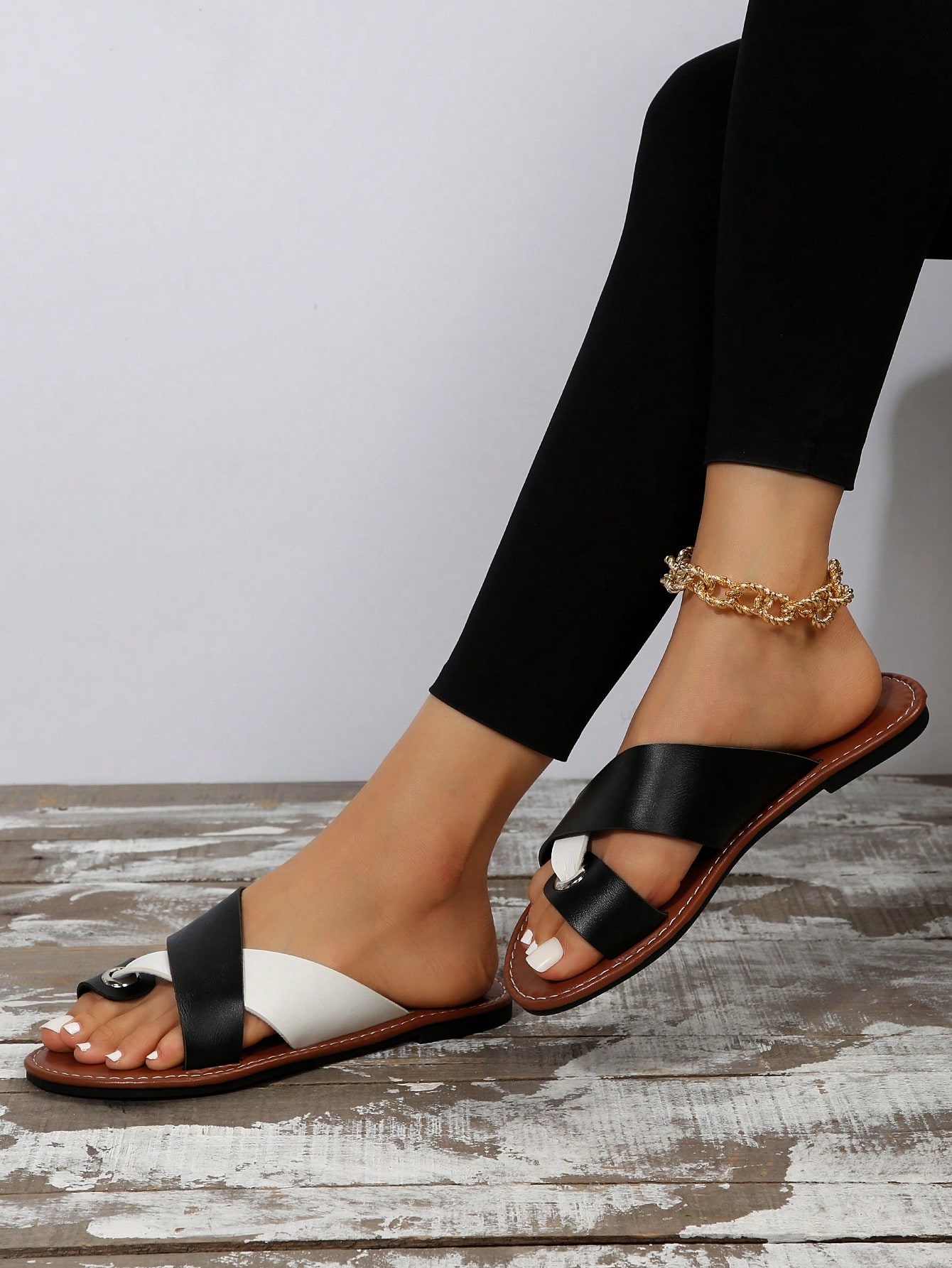 In Black and White Women Sandals