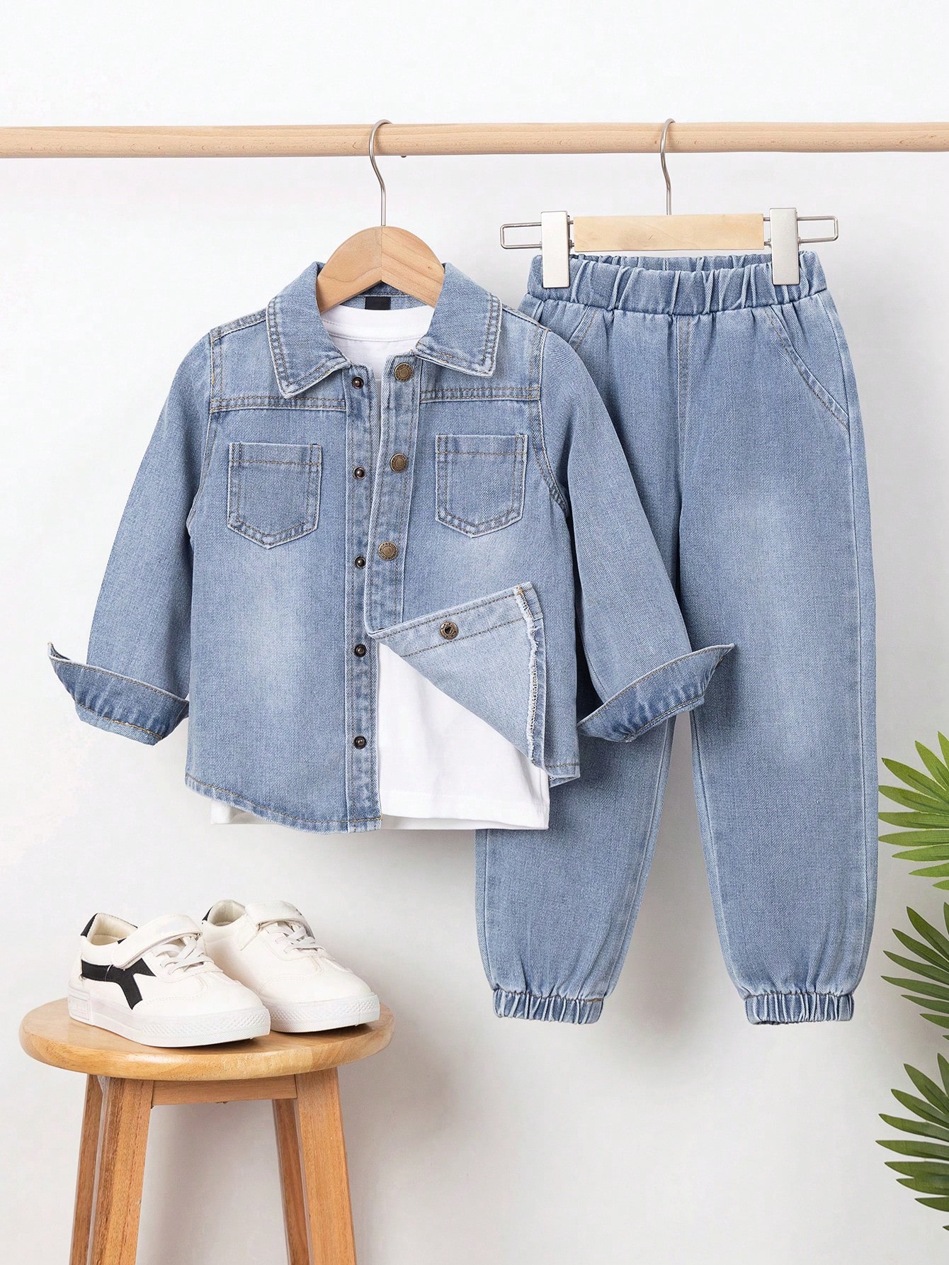 Young Boys Denim Two-piece Outfits