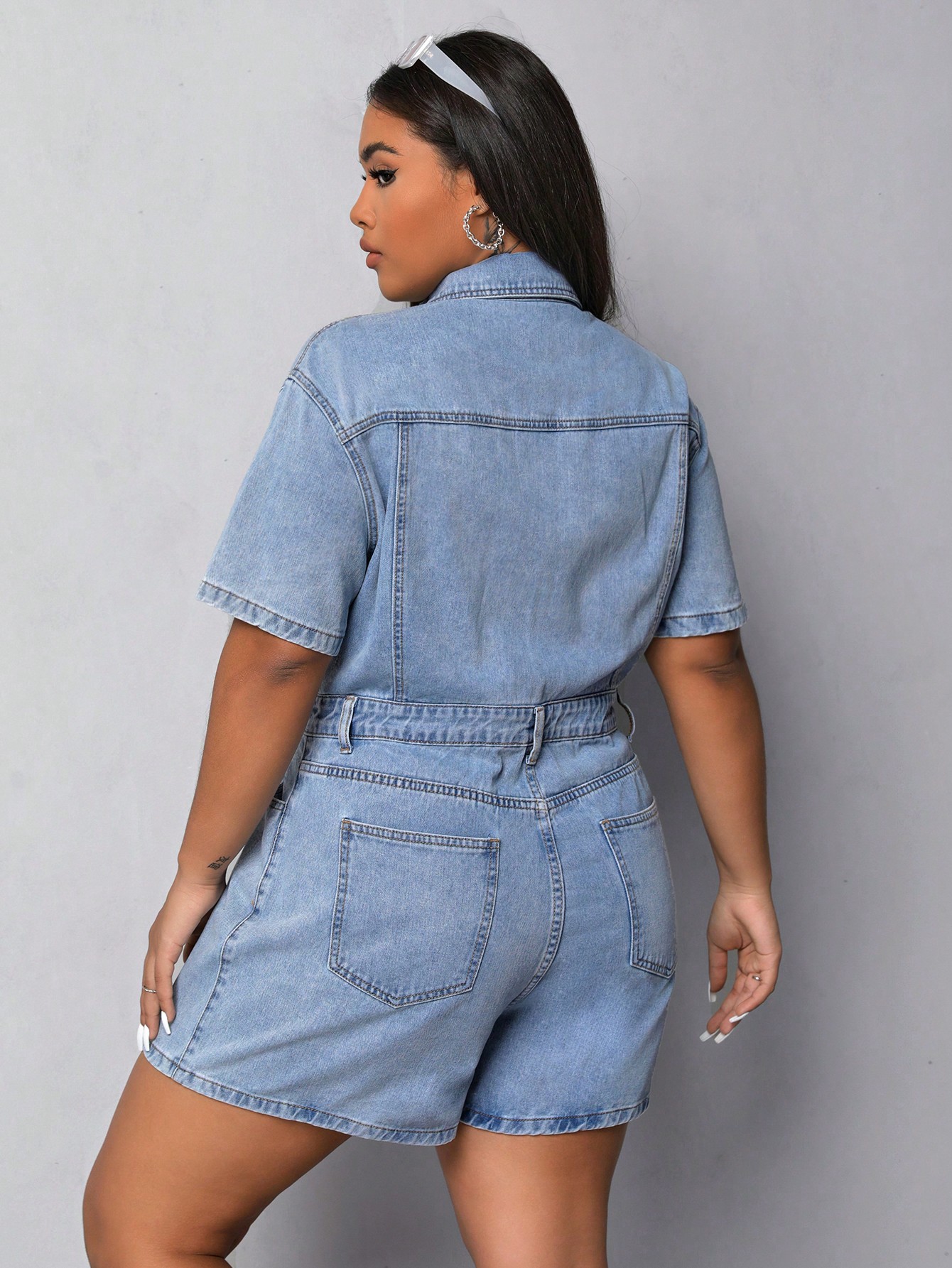 In Casual Plus Size Denim Overalls