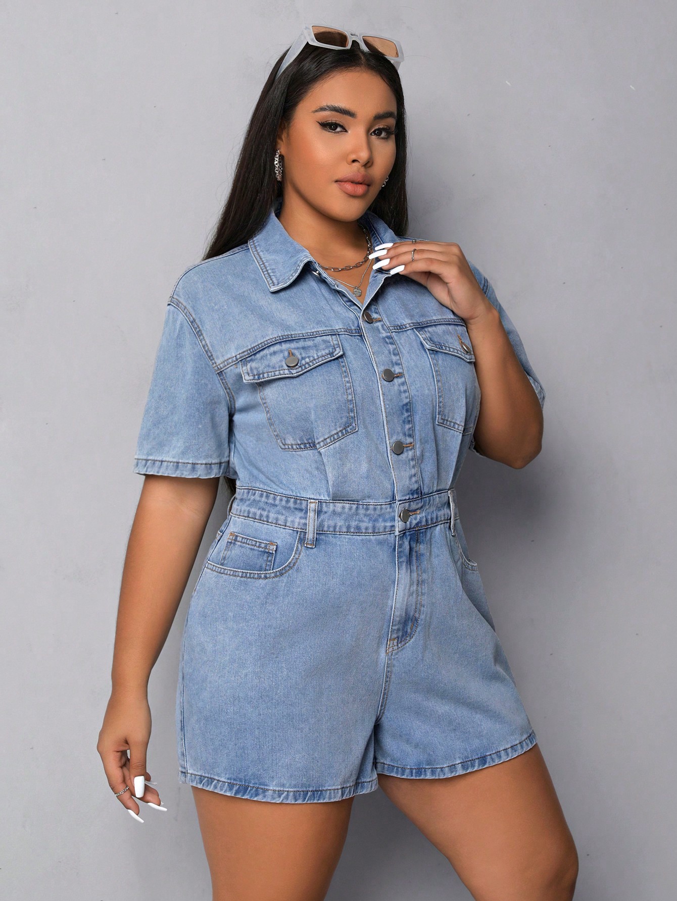 In Casual Plus Size Denim Overalls