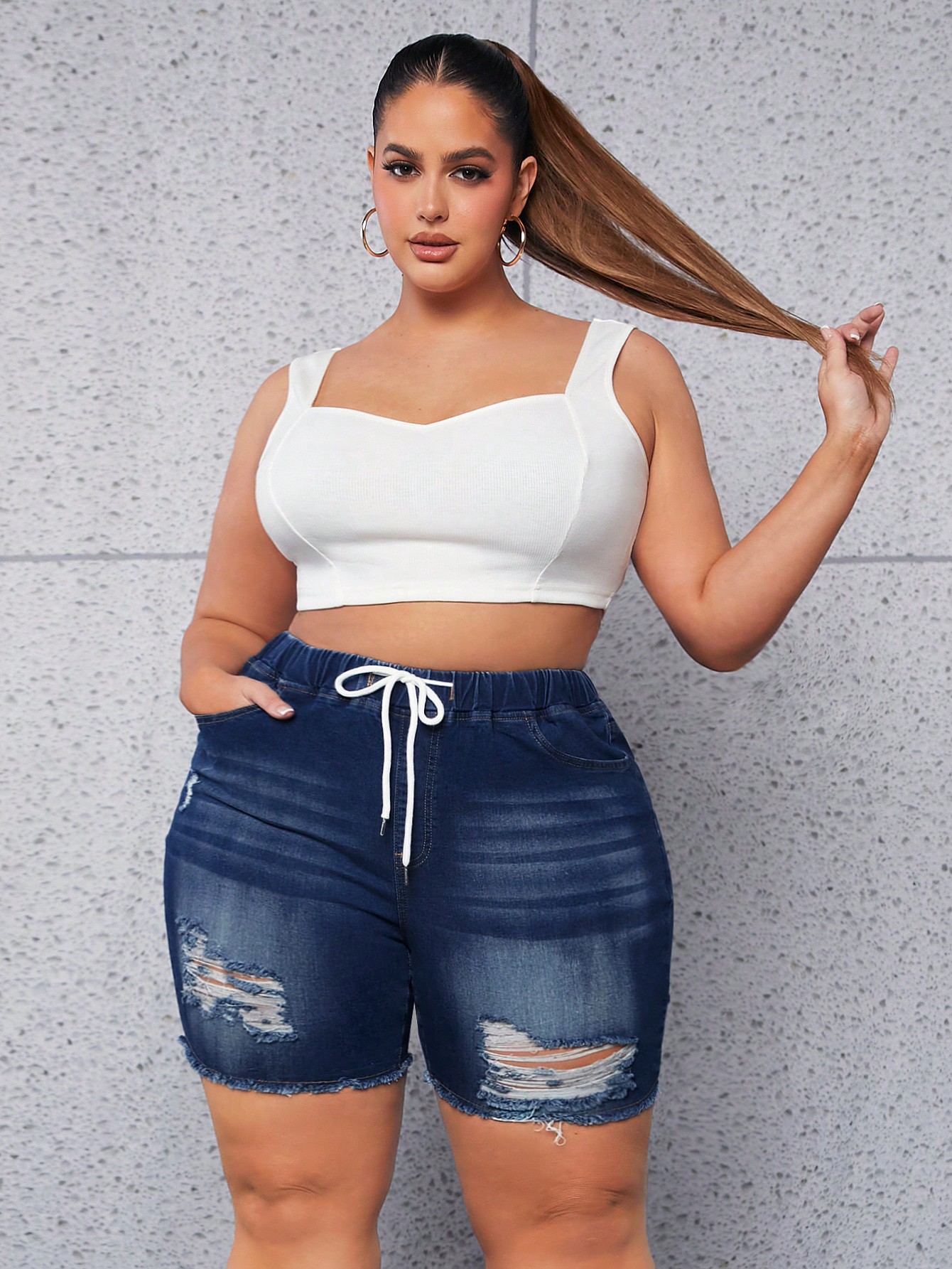 Plus Size Denim Shorts