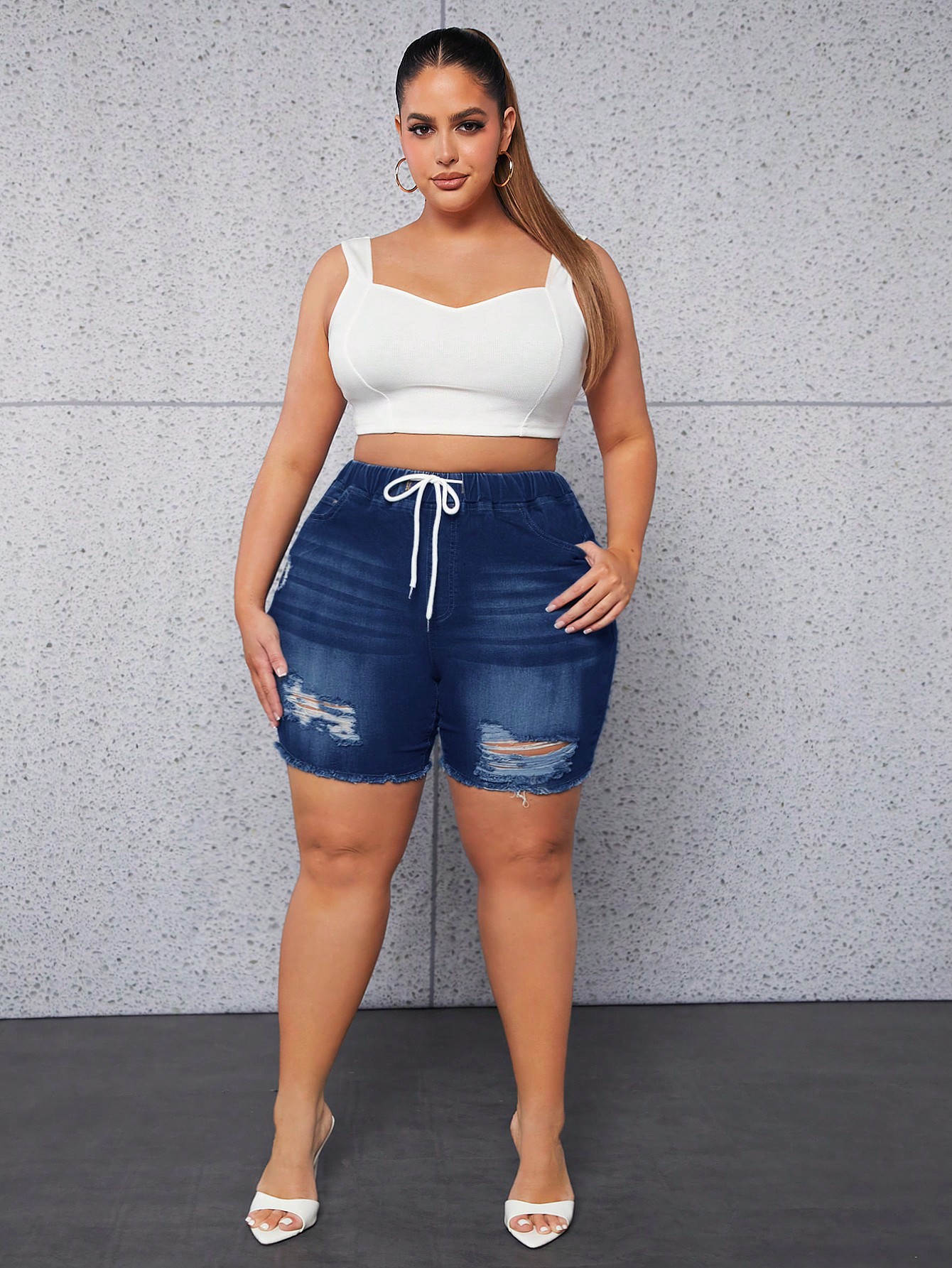 Plus Size Denim Shorts