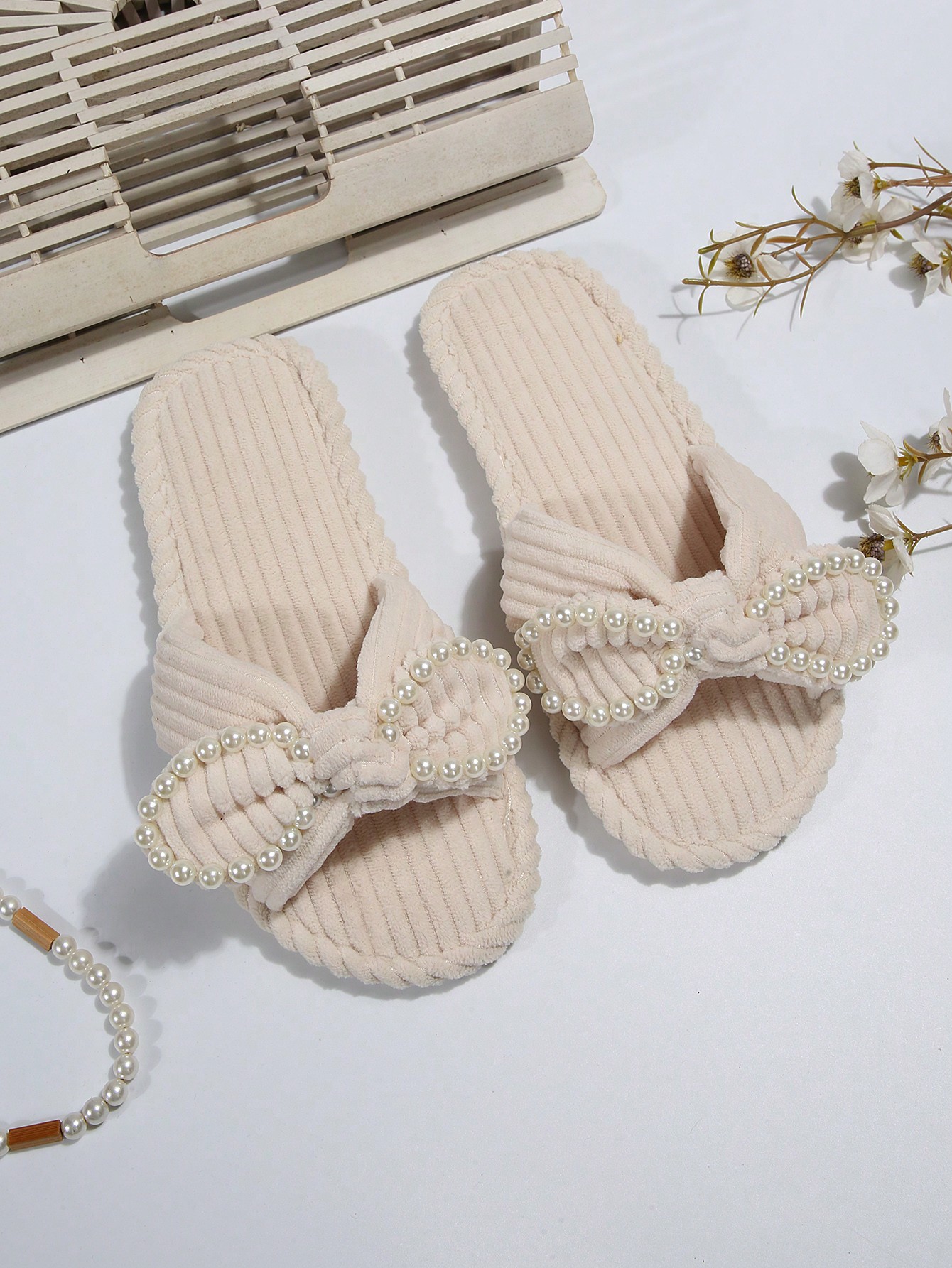 In Beige Women Home Slippers