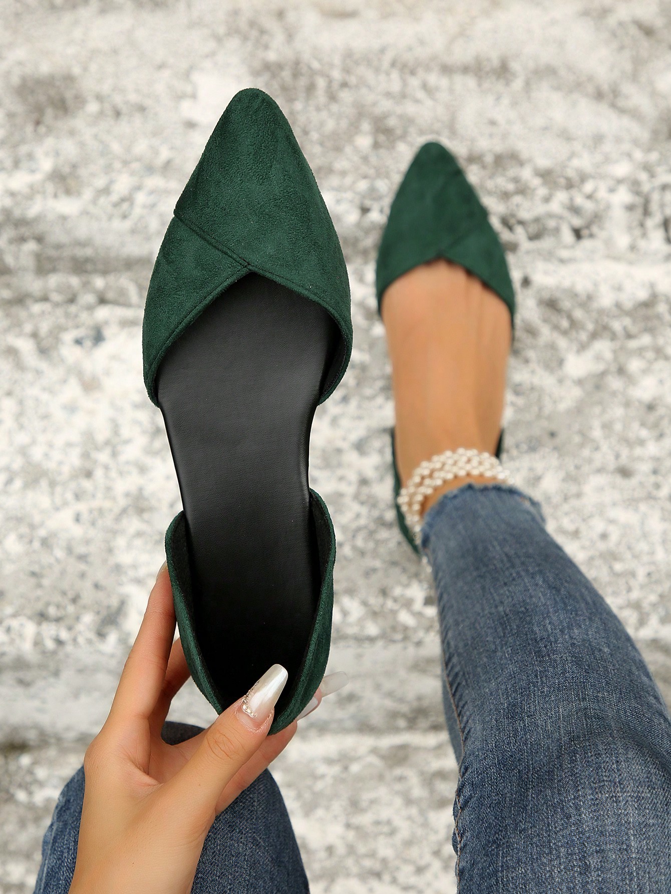 In Dark Green Women Shoes