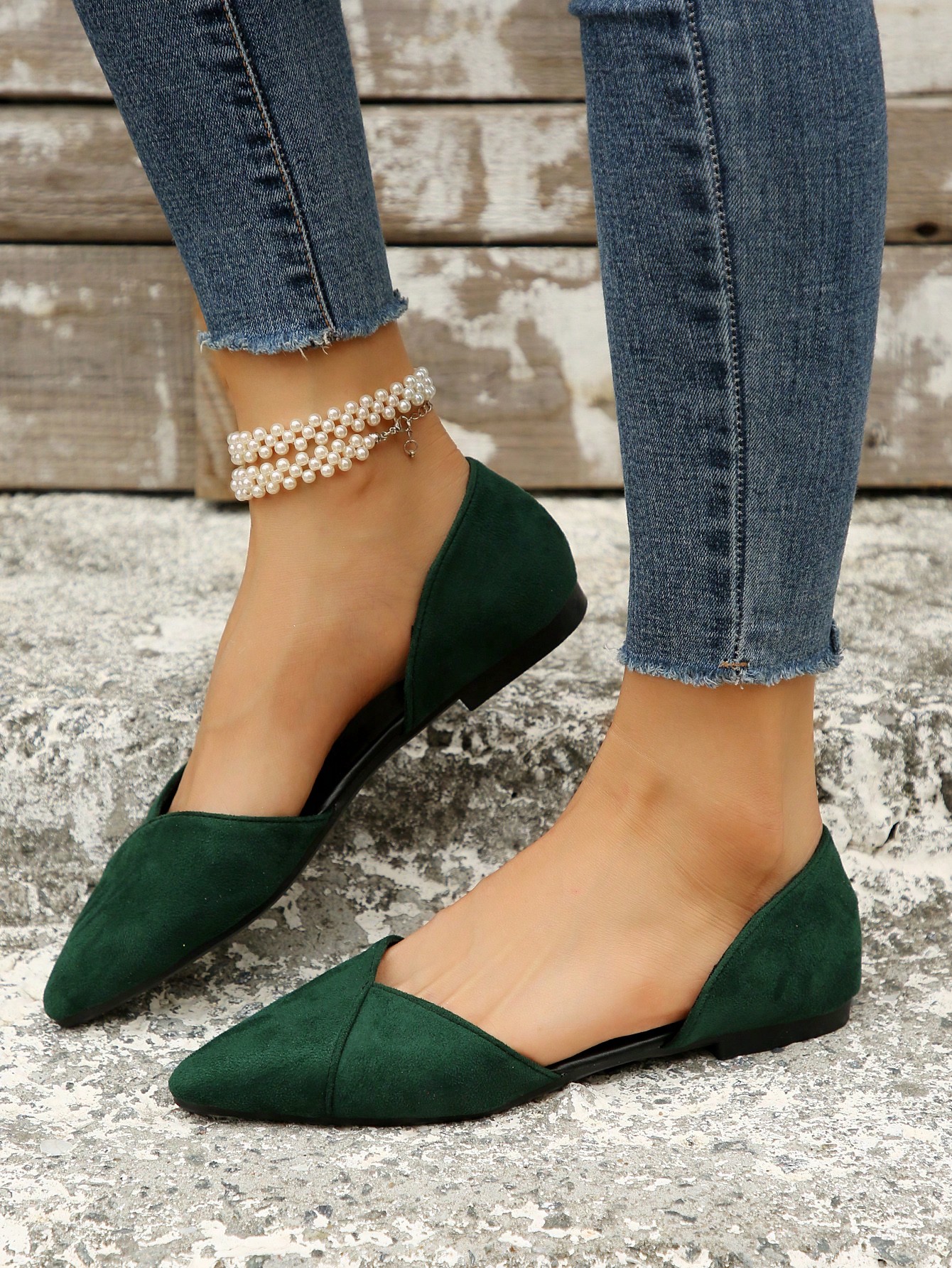 In Dark Green Women Shoes