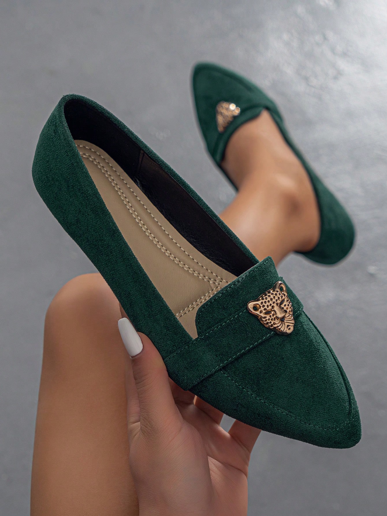 In Dark Green Women Shoes