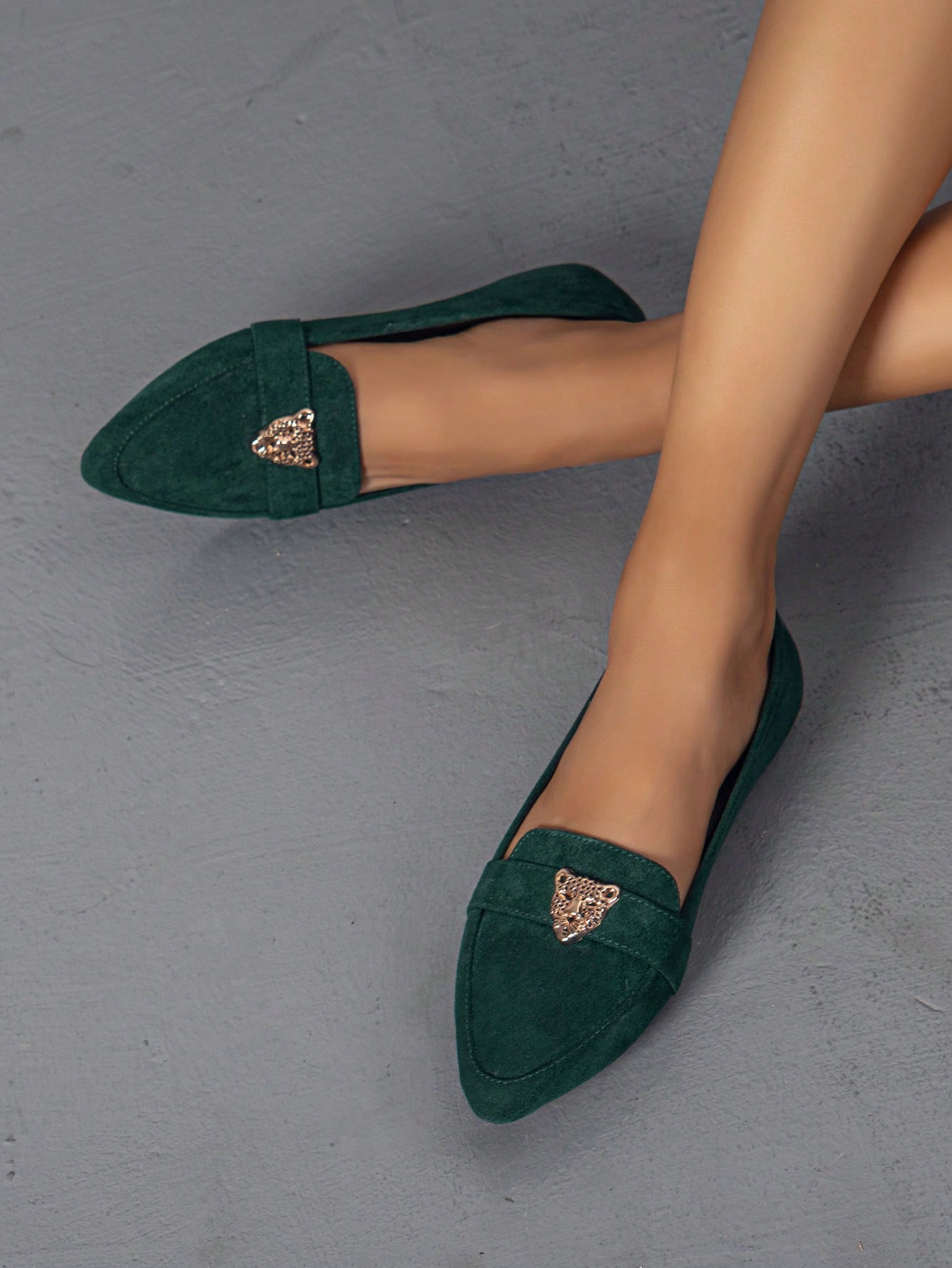 In Dark Green Women Shoes