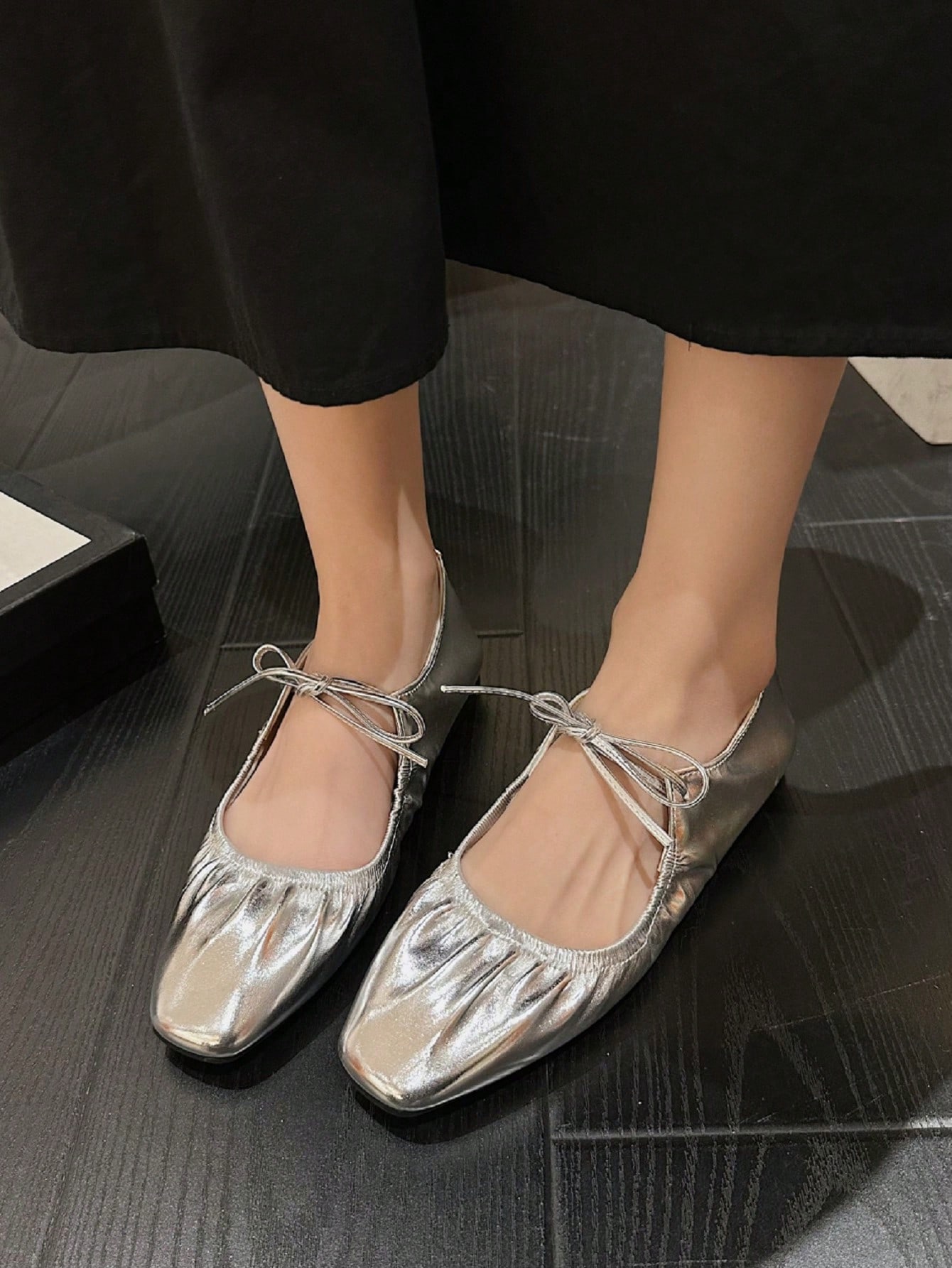 In Silver Women Flats