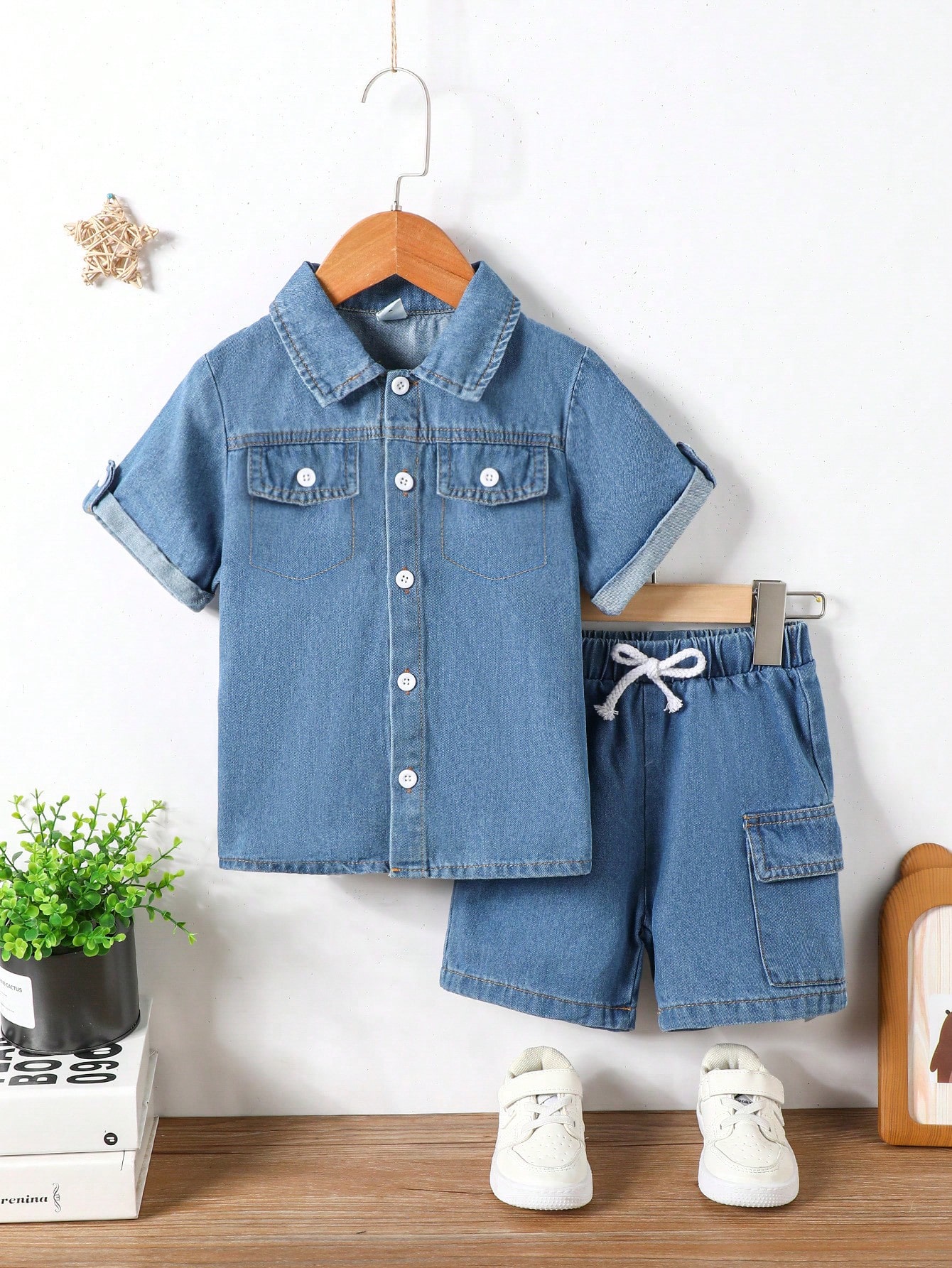 Young Boys Denim Two-piece Outfits