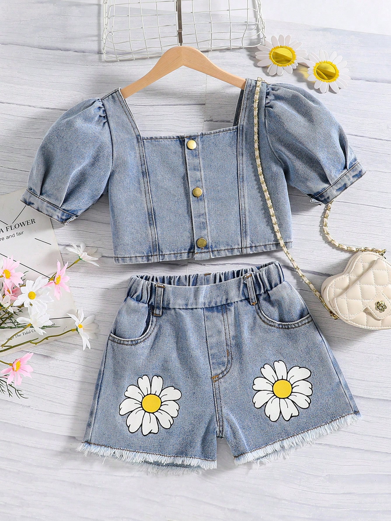 Tween Girls Denim Two-piece Outfits