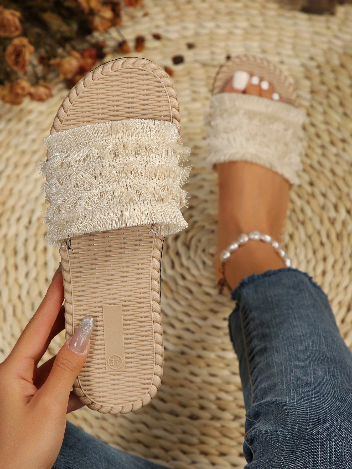 In Beige Women Flat Sandals