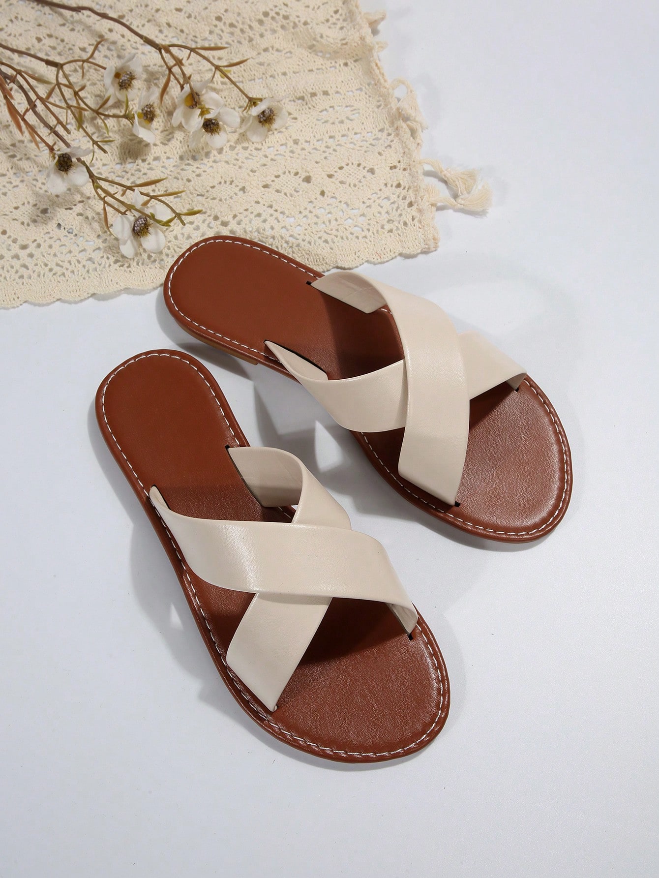 In Beige Women Flat Sandals