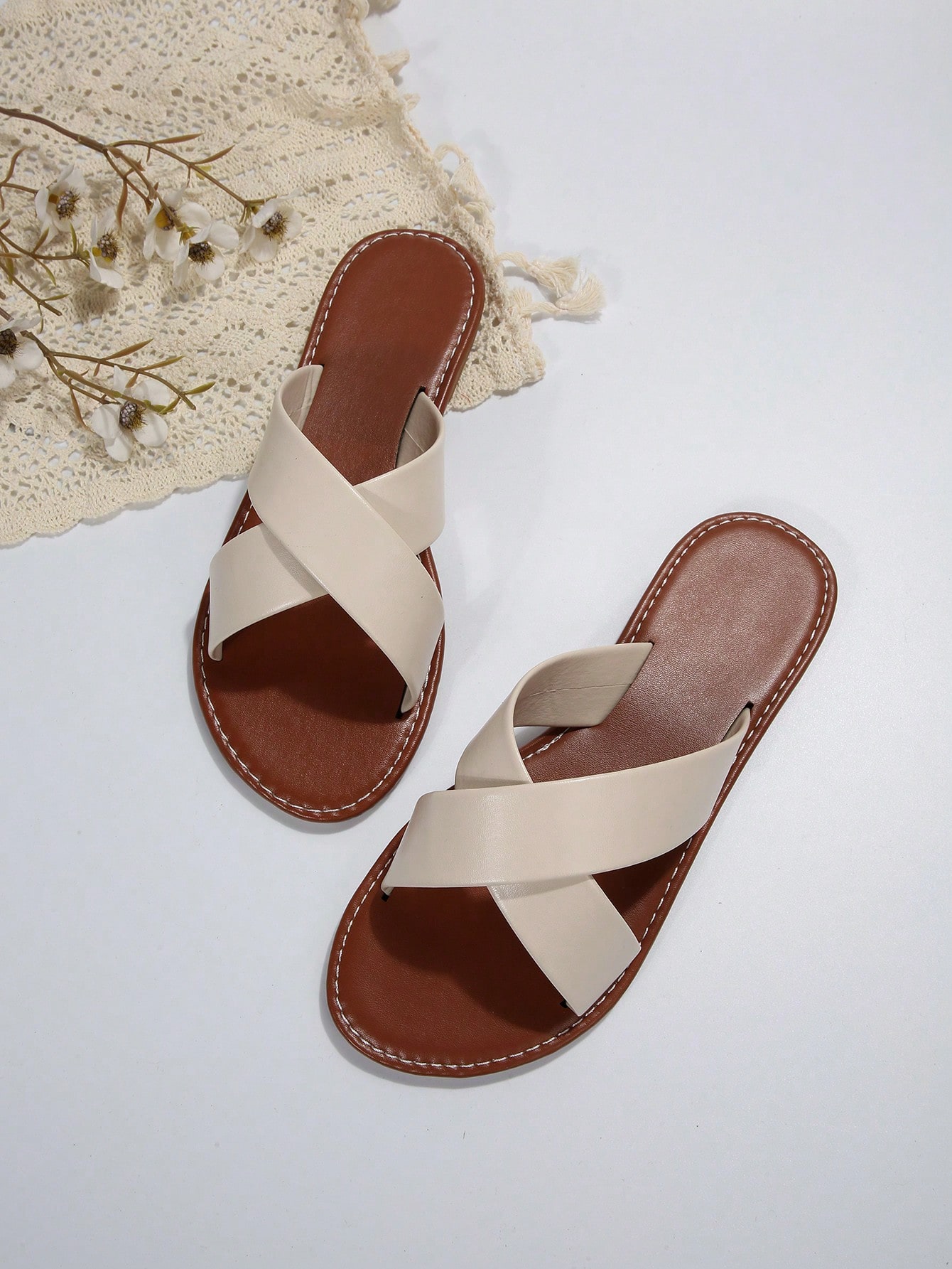 In Beige Women Flat Sandals