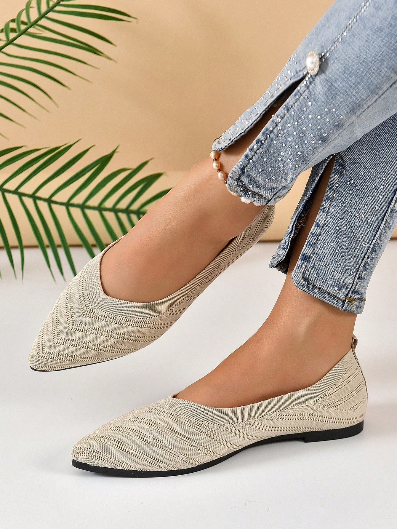 In Beige Women Flats