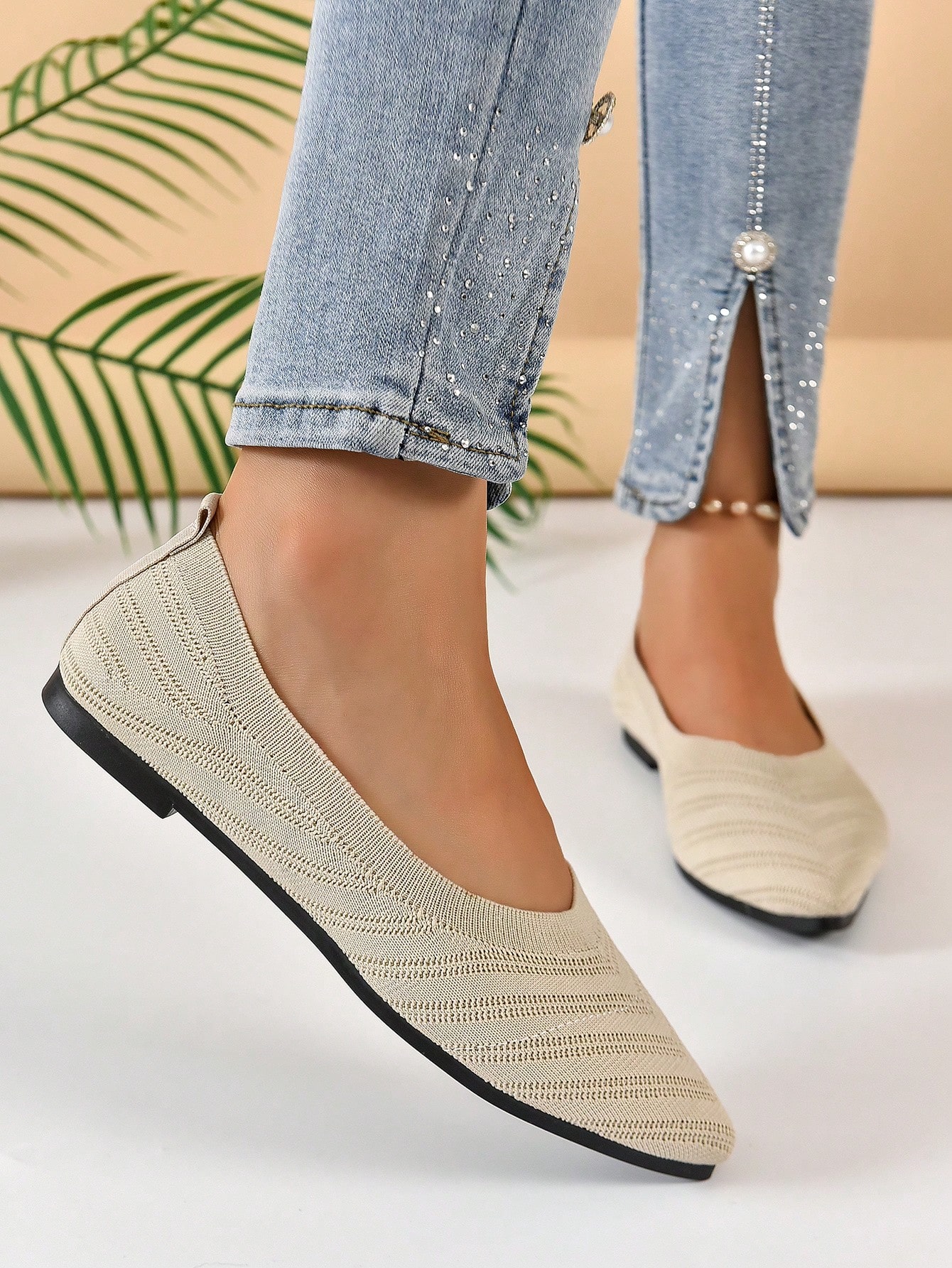 In Beige Women Flats