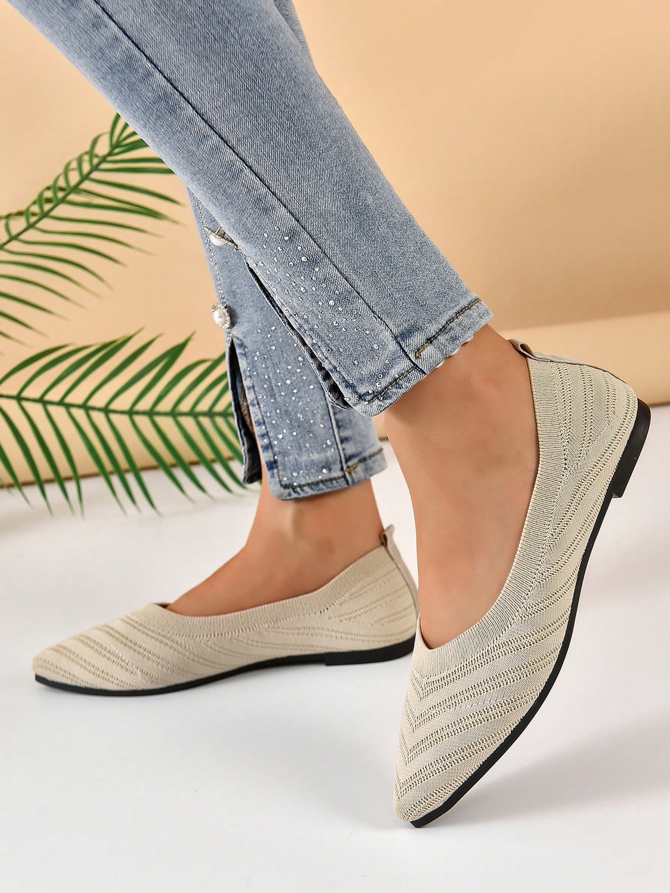 In Beige Women Flats