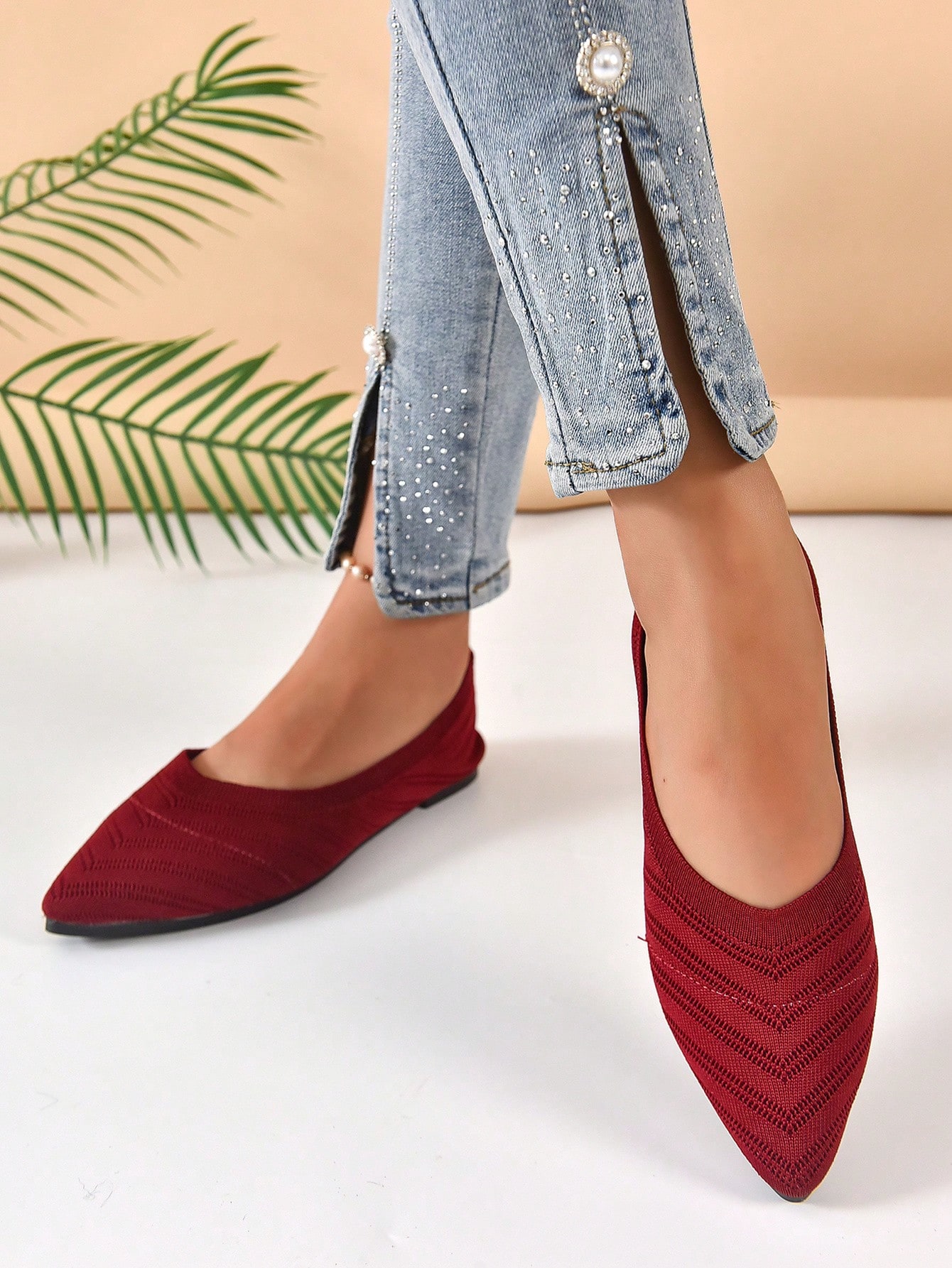 In Burgundy Women Flats