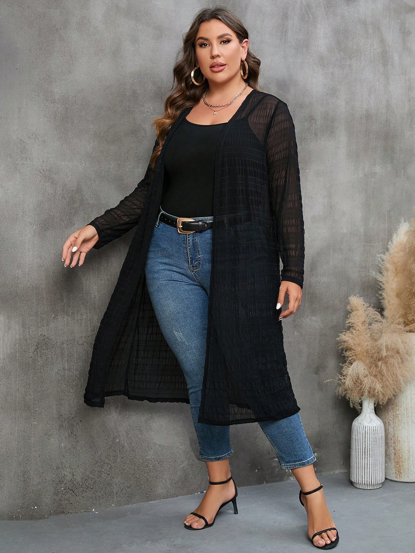 In Long Sleeve Plus Size Kimonos