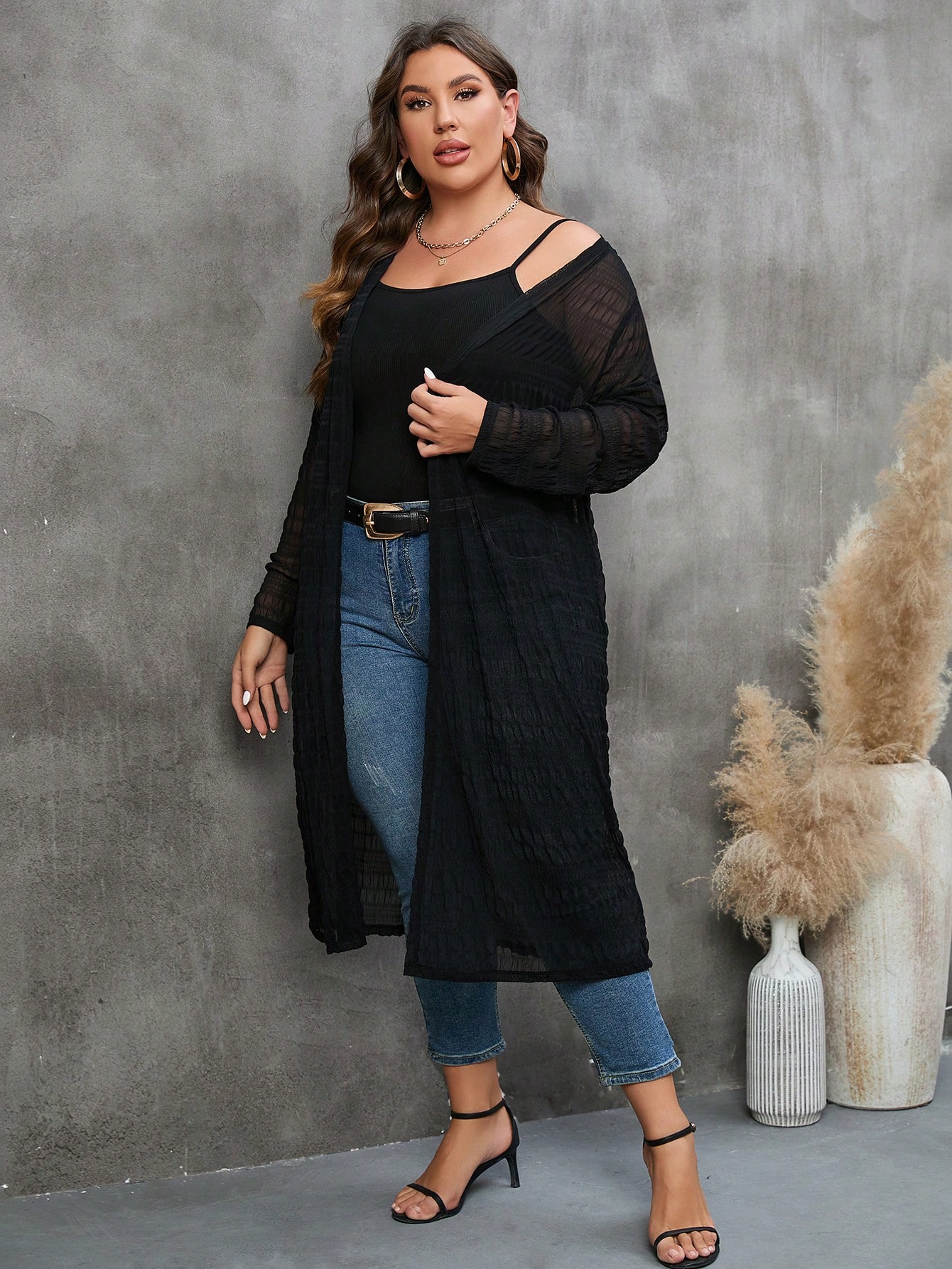 In Long Sleeve Plus Size Kimonos