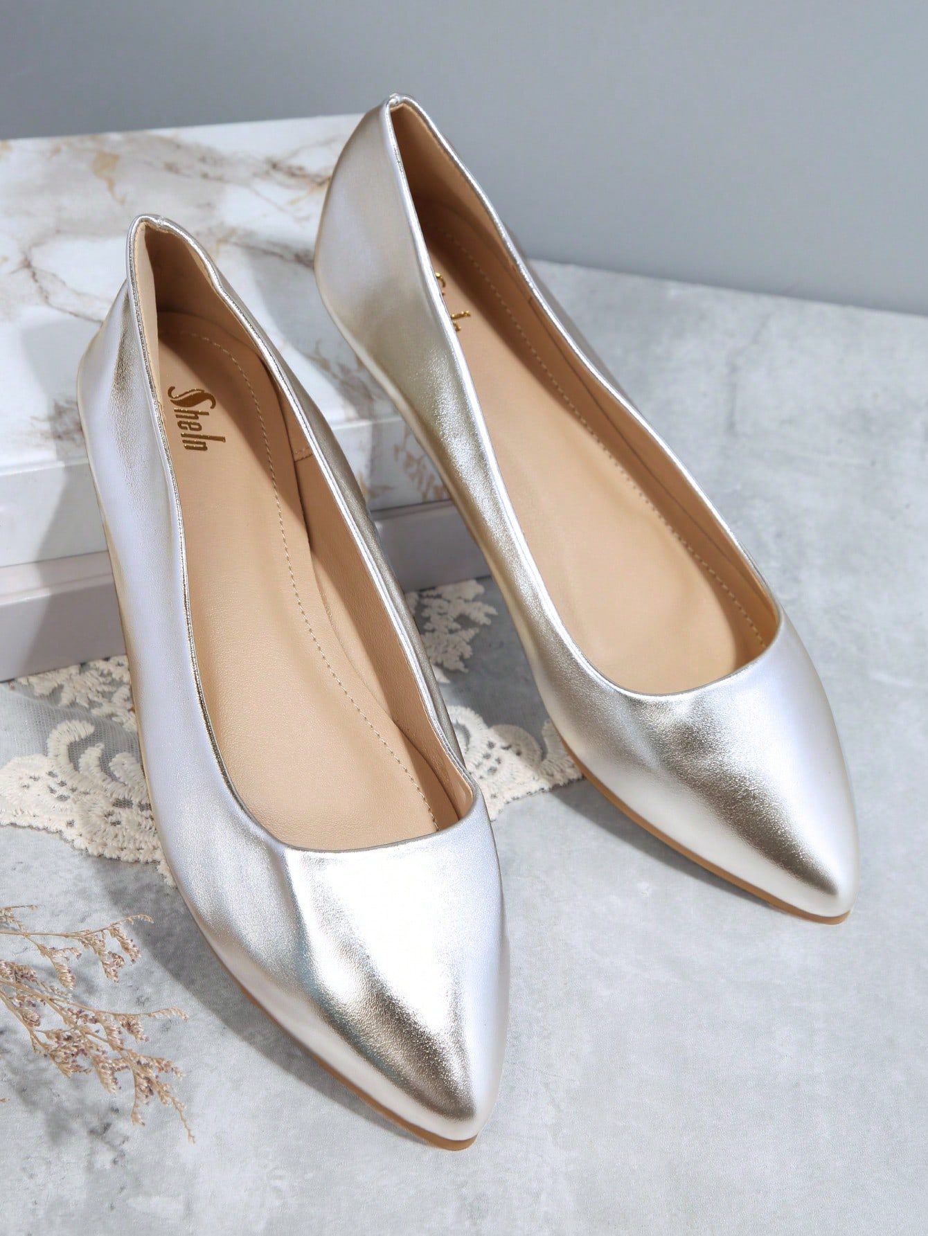 In Silver Women Flats