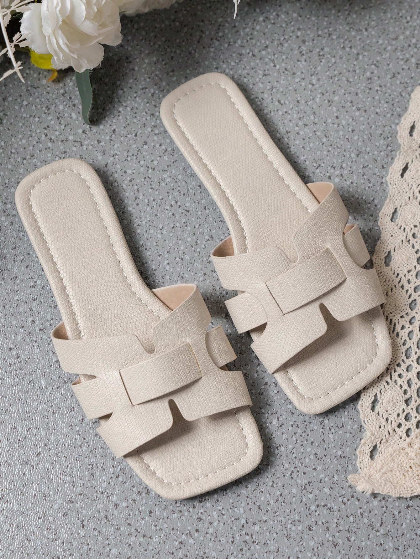 In Beige Women Flat Sandals