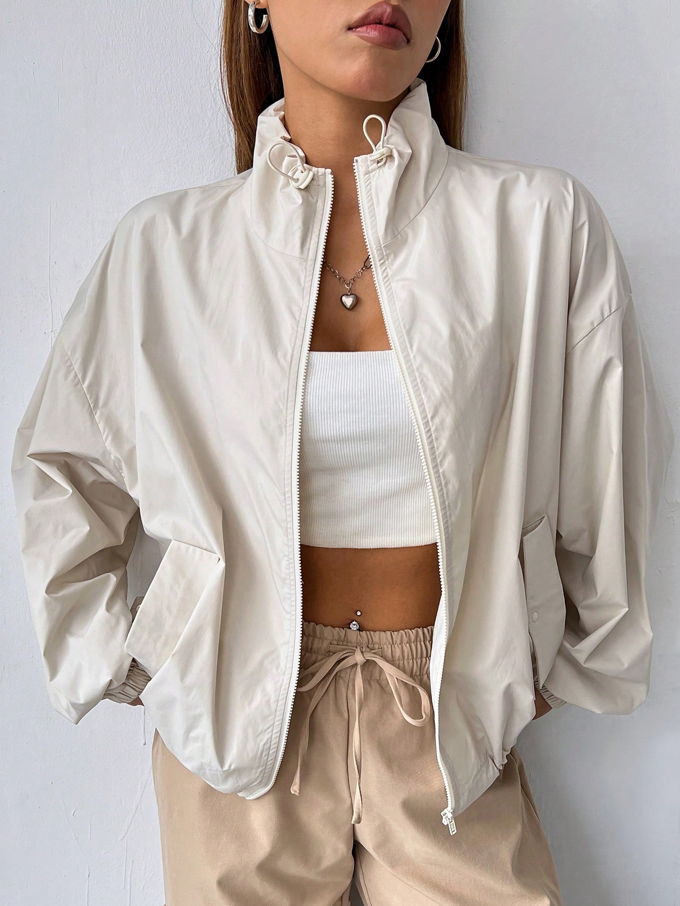 In Beige Women Outerwear