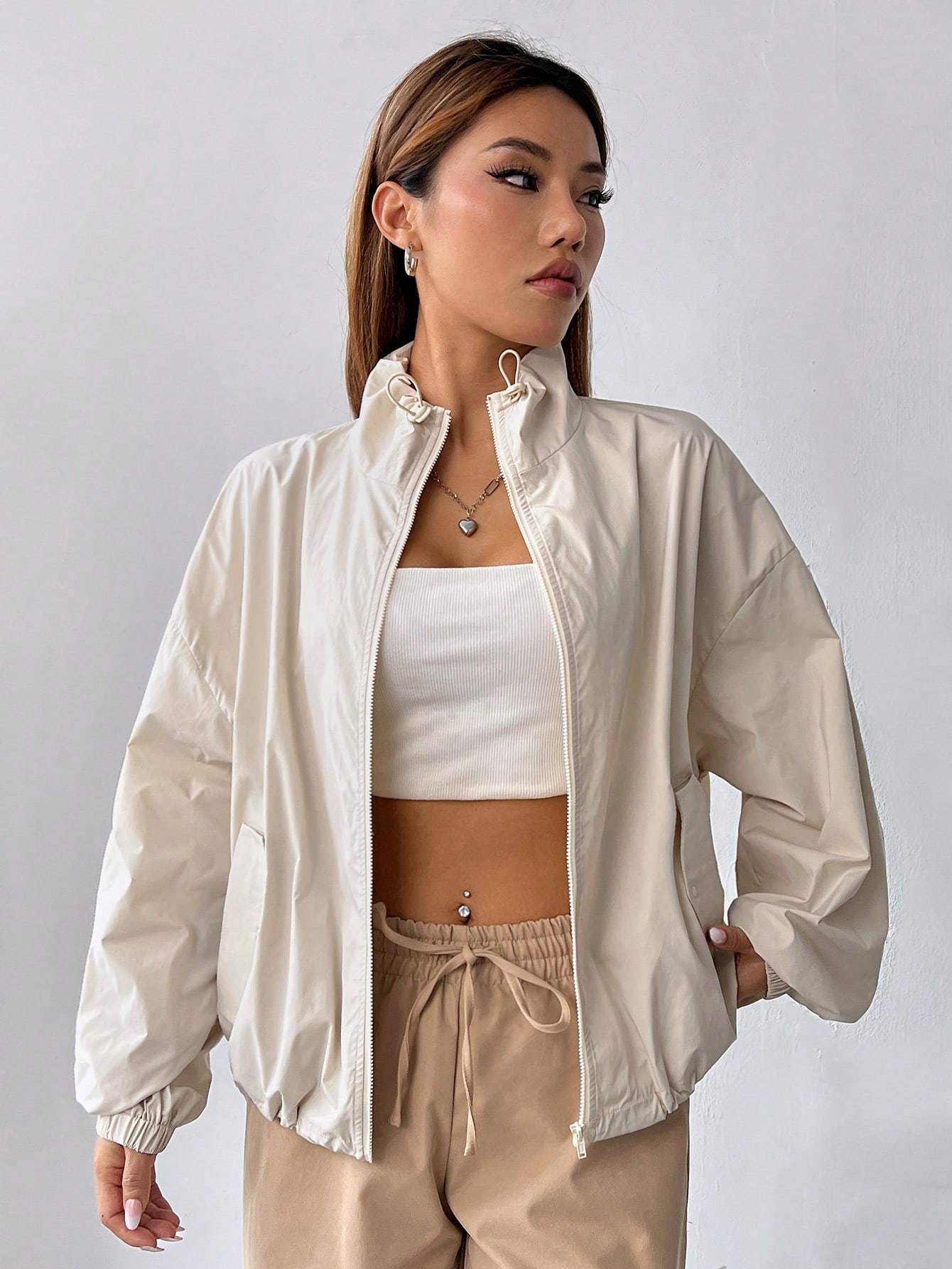 In Beige Women Outerwear