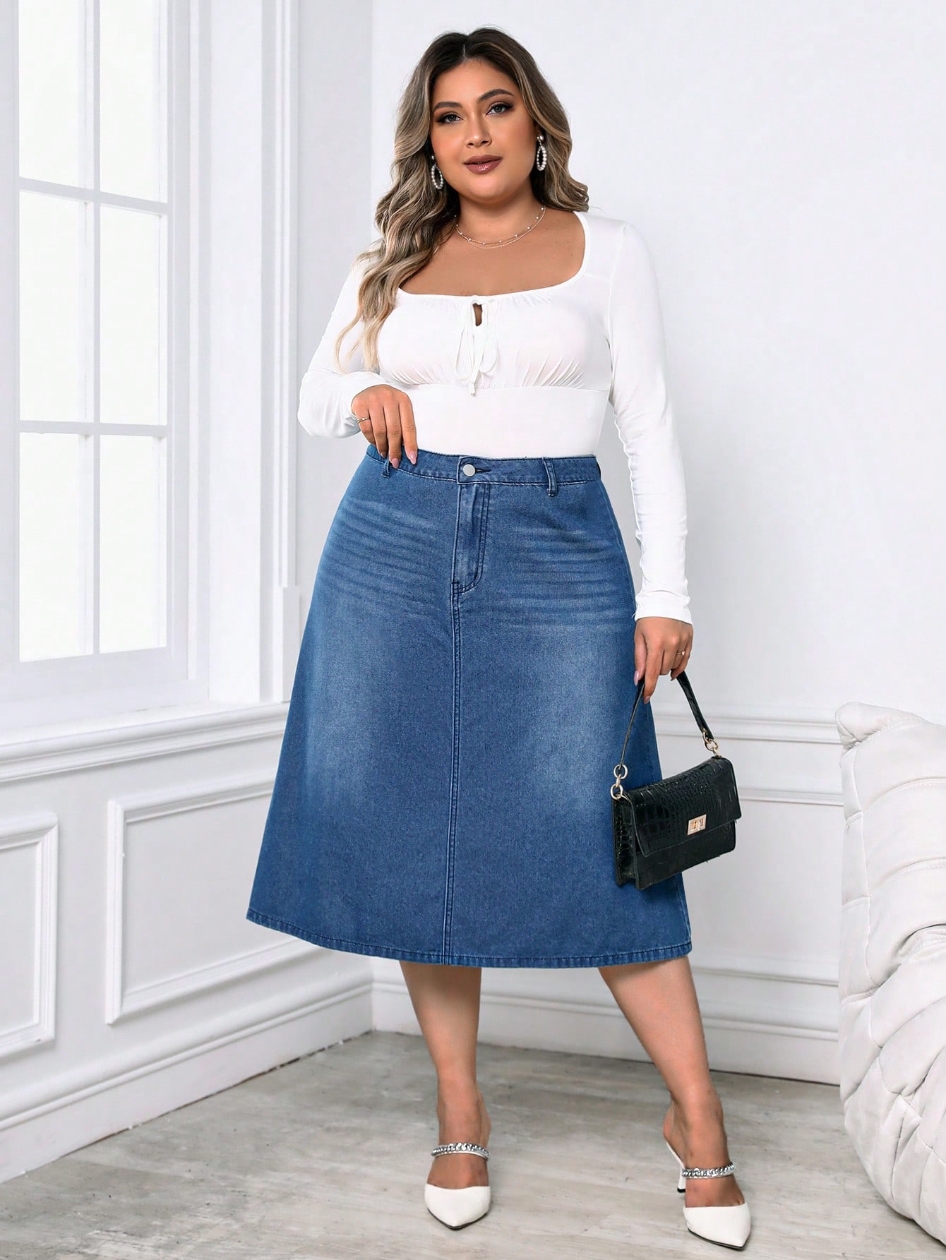 Plus Size Denim Skirts