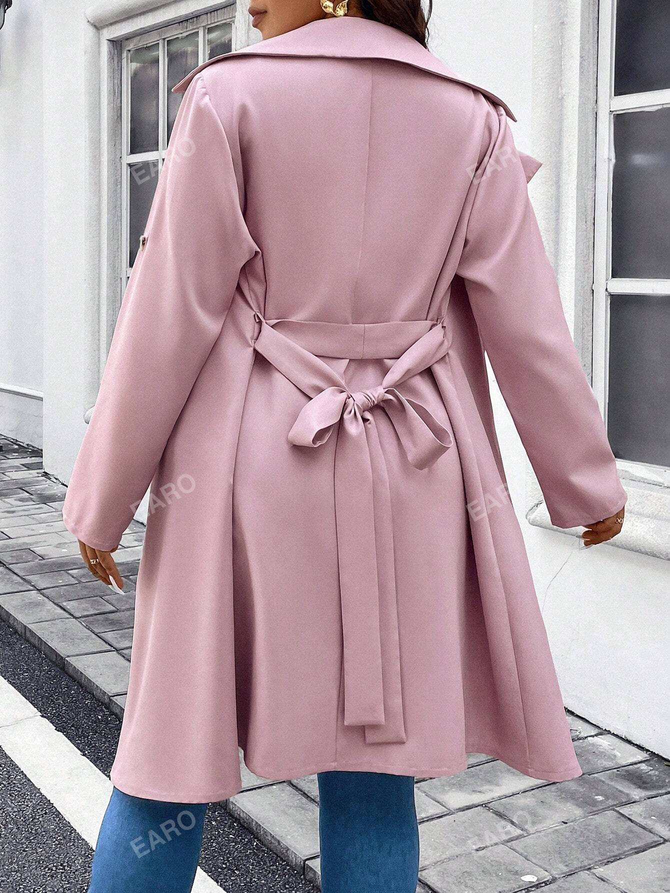 In Long Sleeve Plus Size Trench Coats