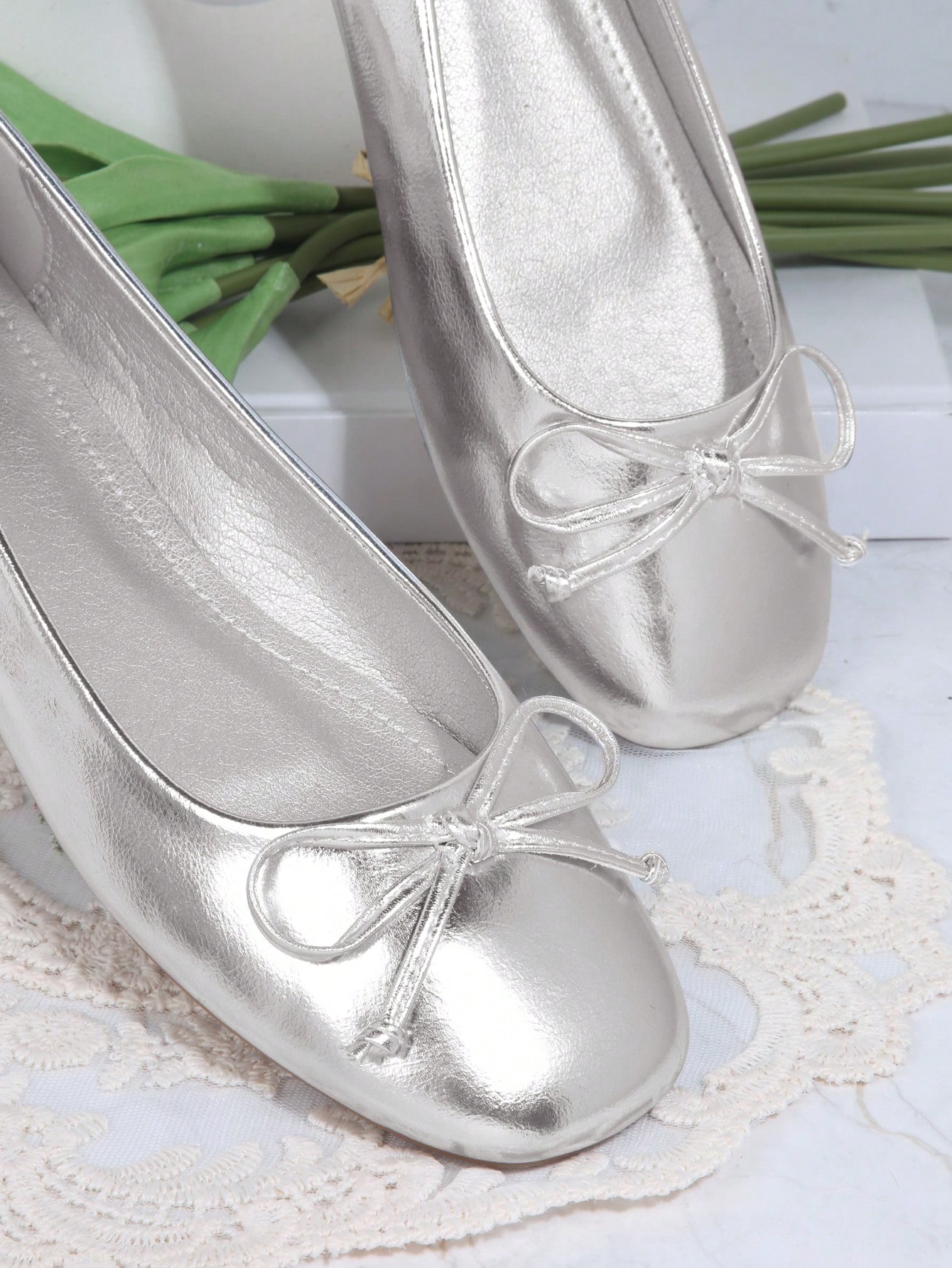 In Silver Women Flats