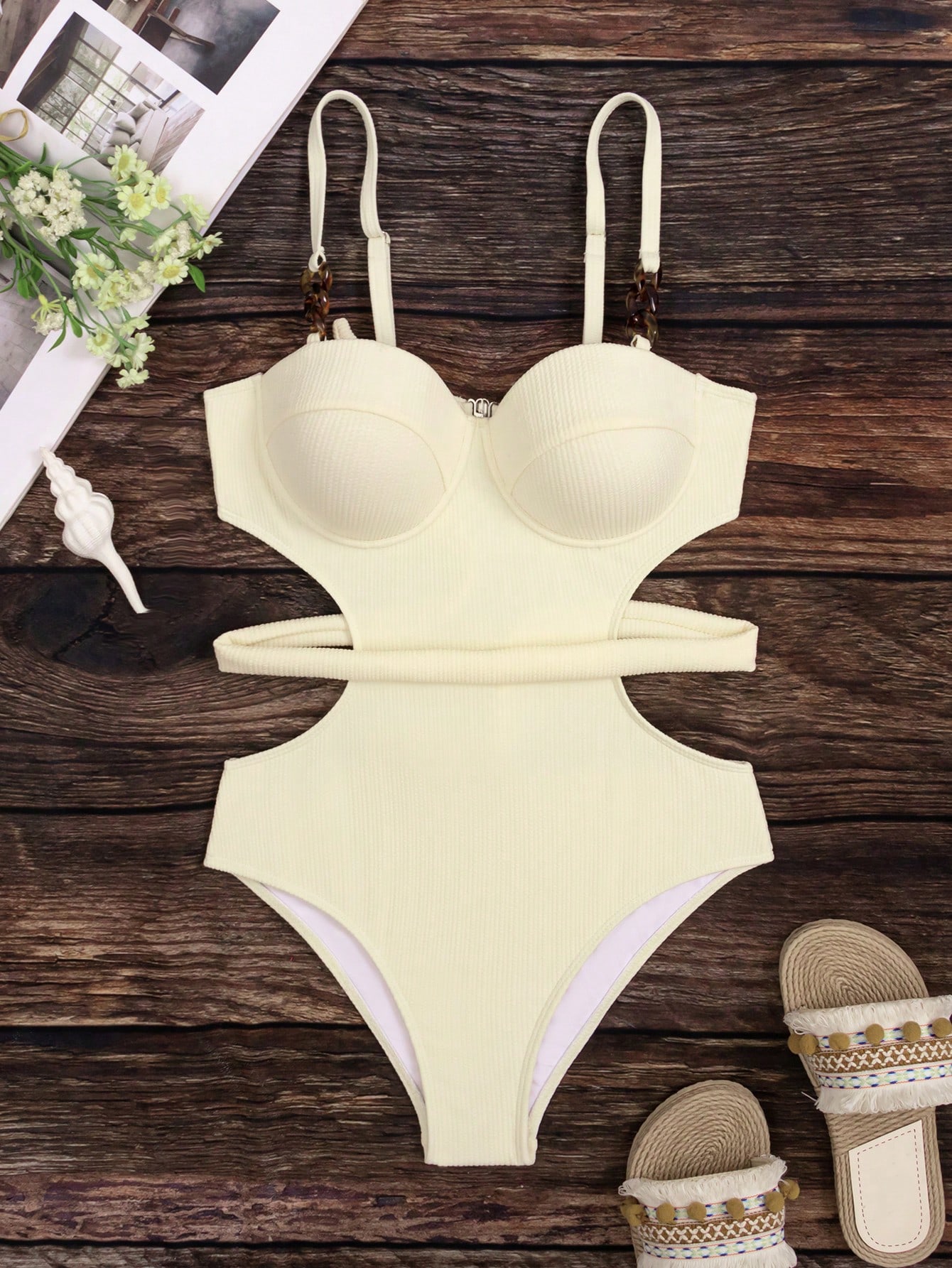 In Beige Women One-Pieces