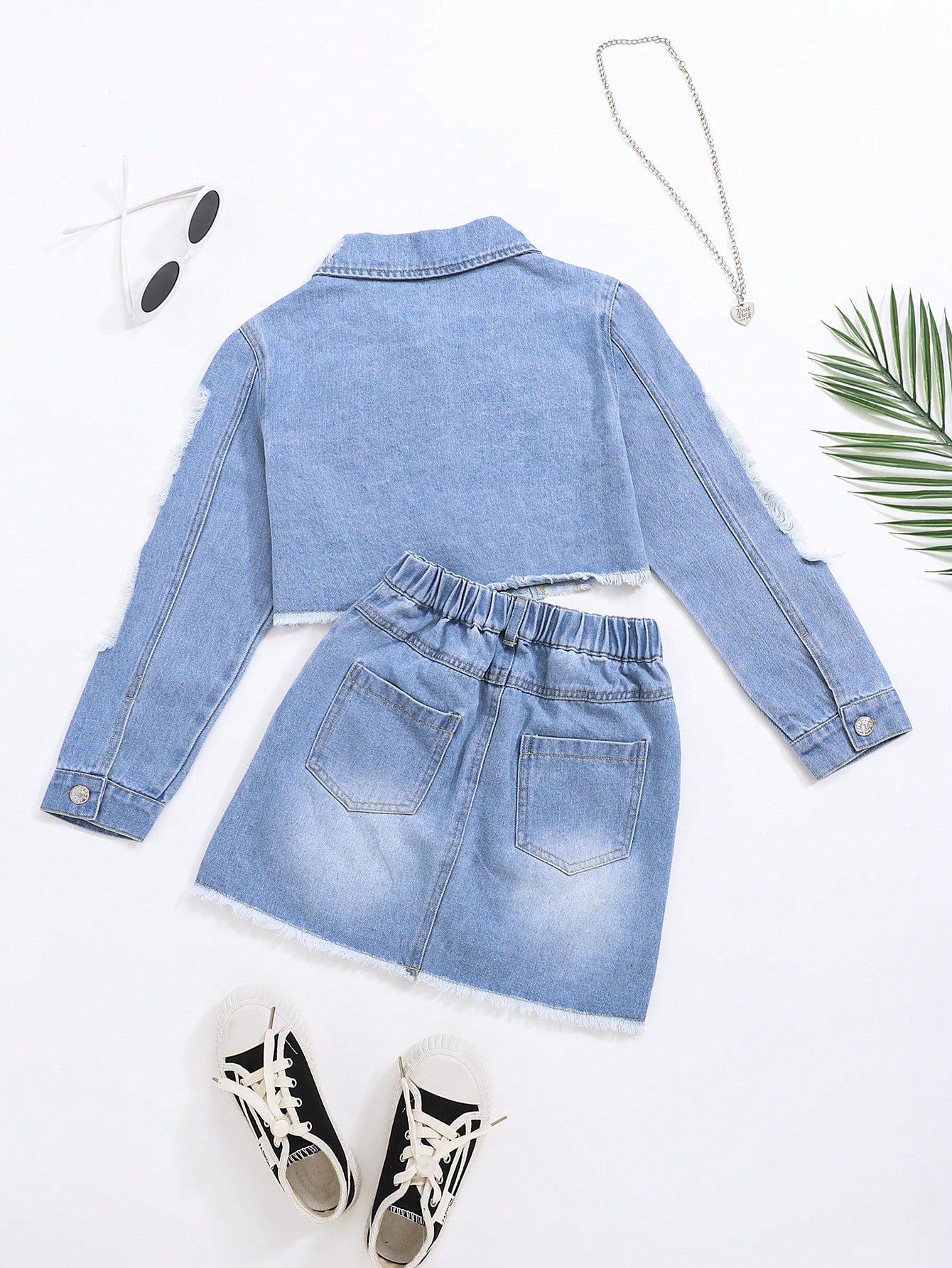 Tween Girls Denim Two-piece Outfits